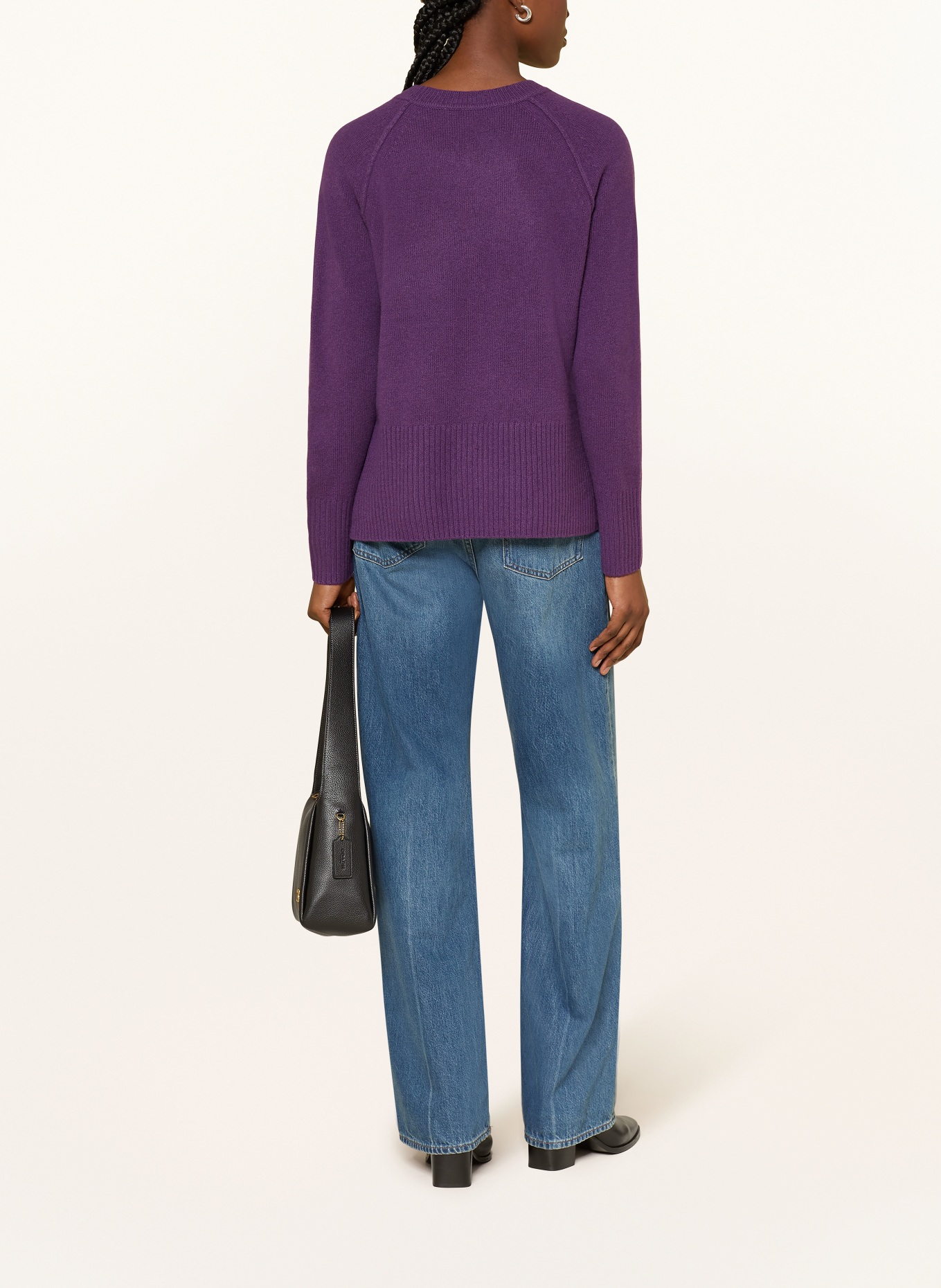 HOBBS MANDY sweater made from merino wool: DARK PURPLE