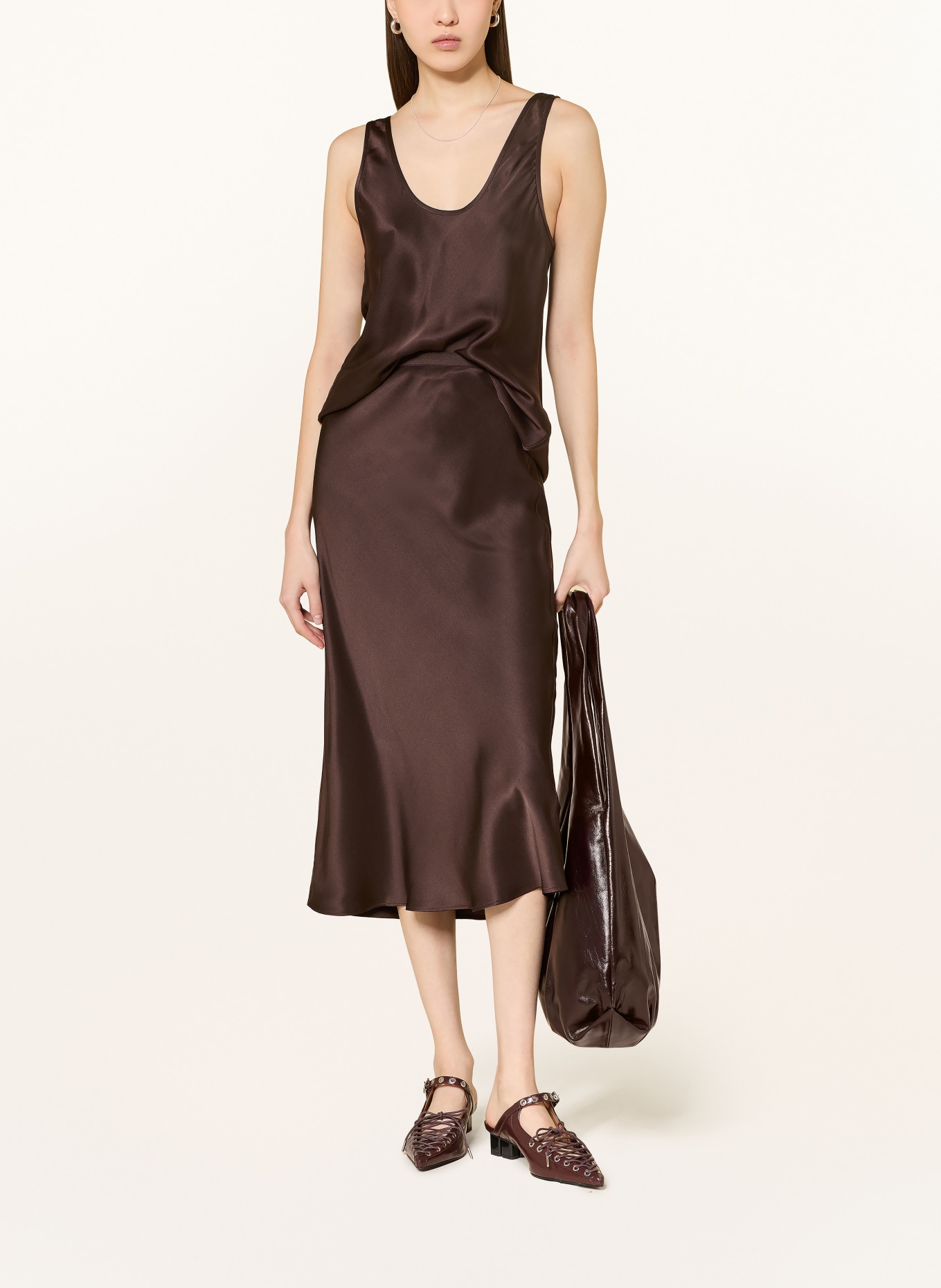 ANINE BING Seidentop LEA: DUNKELBRAUN