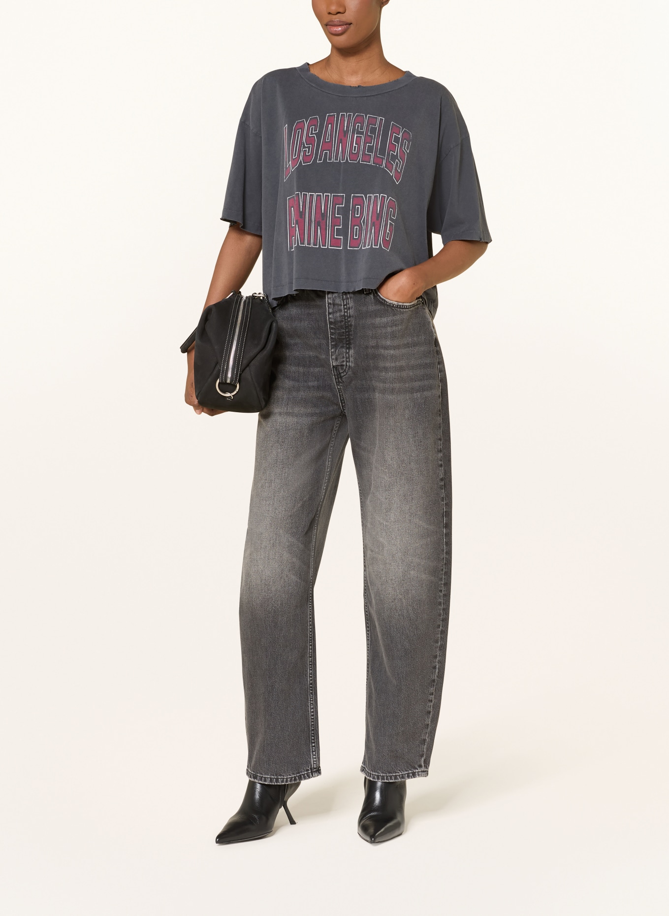 ANINE BING T-Shirt JOHNNY: DUNKELGRAU