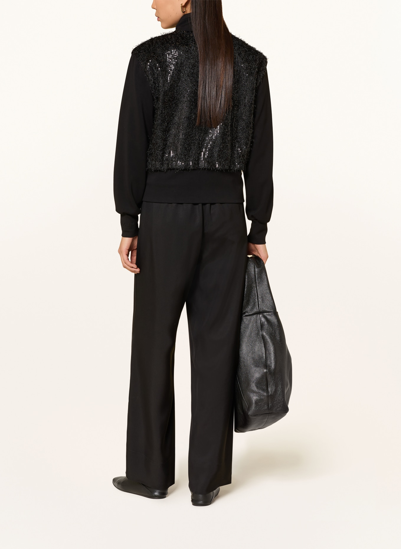 SPORTALM Sweatjacke mit Pailletten: SCHWARZ