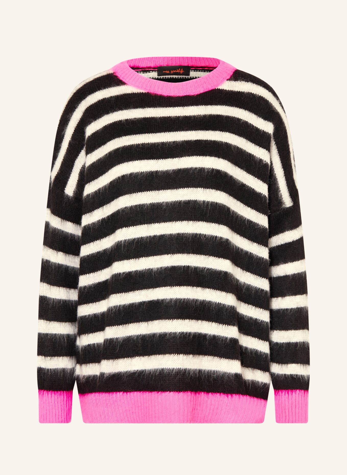 miss goodlife Sweater with alpaca: LIGHT GRAY / PINK / BLACK
