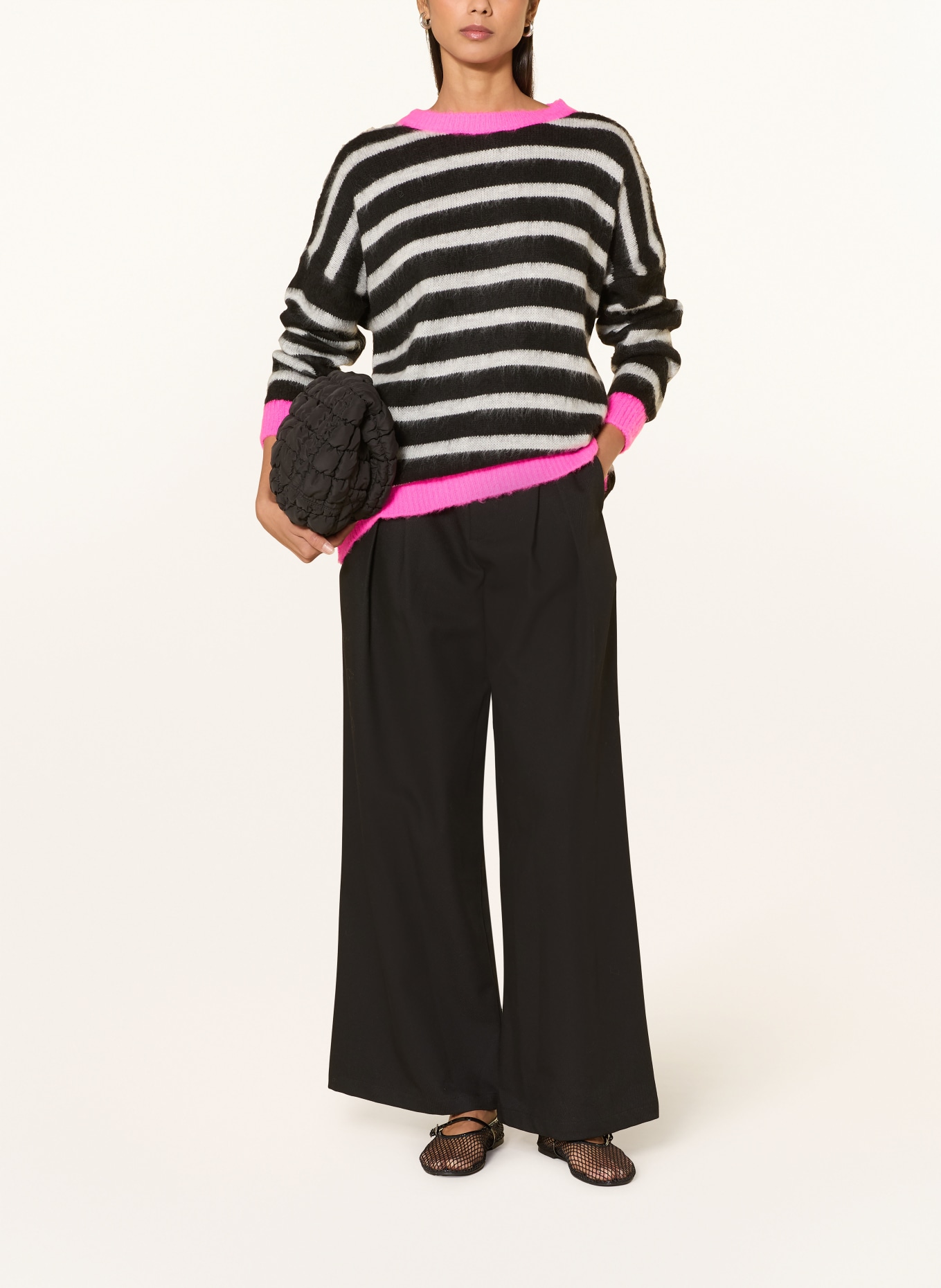 miss goodlife Sweater with alpaca: LIGHT GRAY / PINK / BLACK