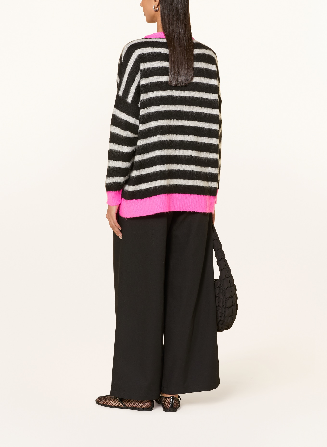 miss goodlife Sweater with alpaca: LIGHT GRAY / PINK / BLACK