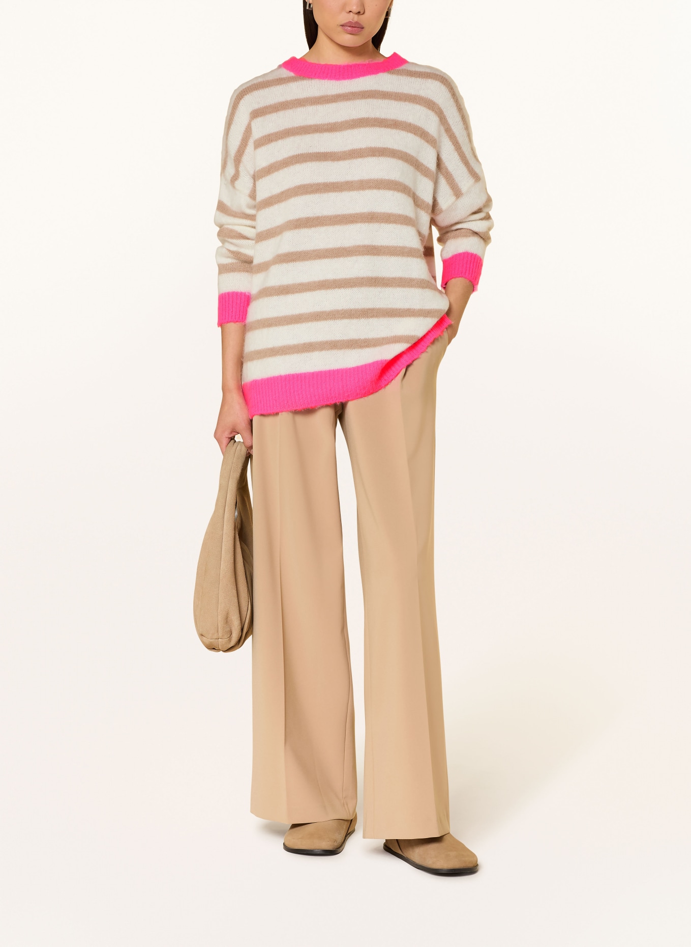 miss goodlife Sweater with alpaca: CREAM / NEON PINK / BEIGE