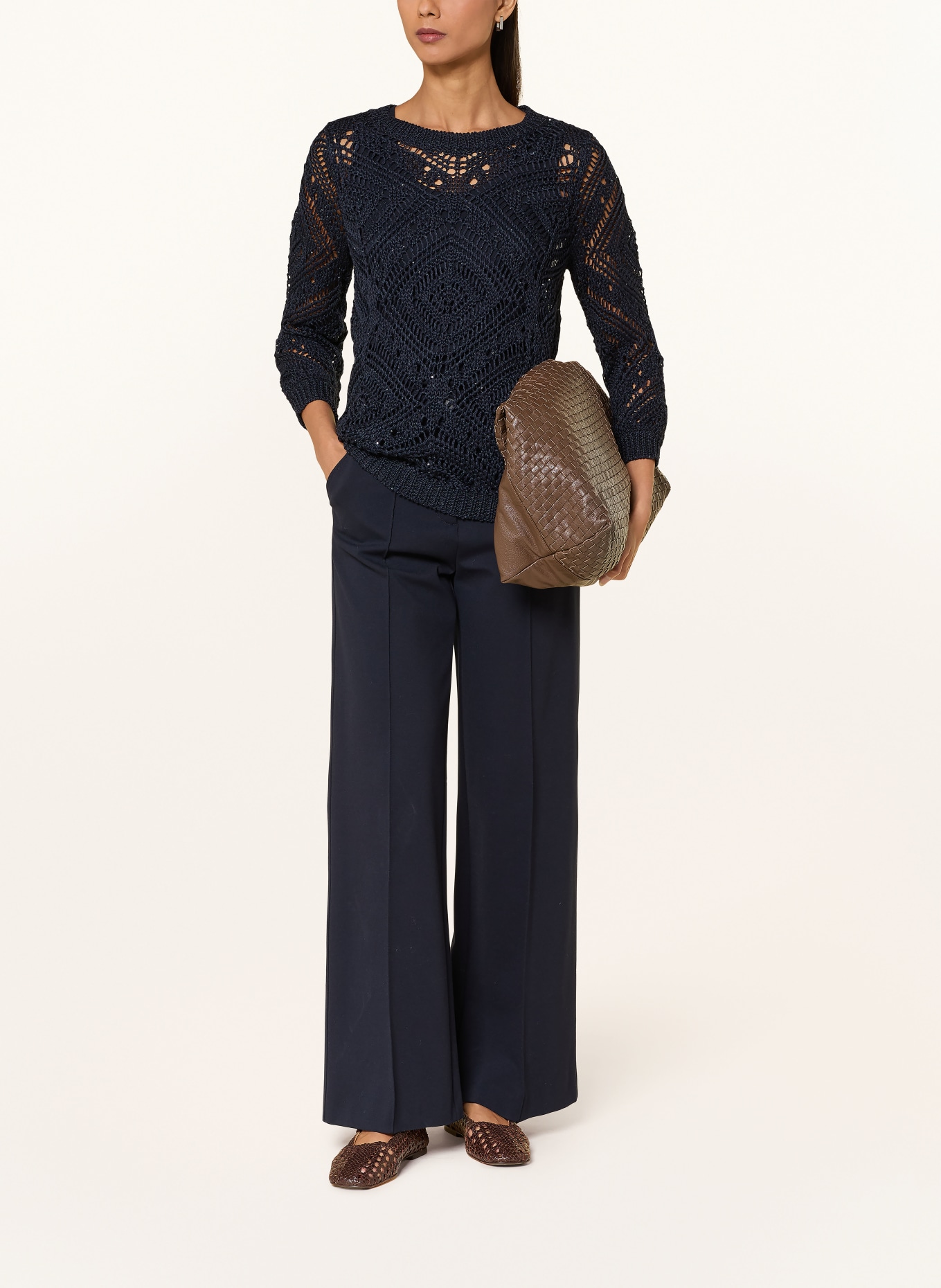 monari Pullover mit Pailletten: DUNKELBLAU