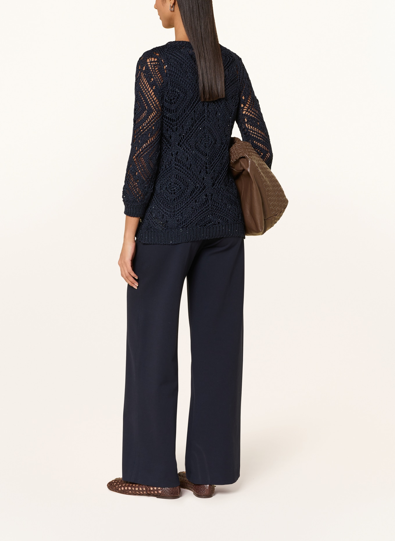 monari Pullover mit Pailletten: DUNKELBLAU