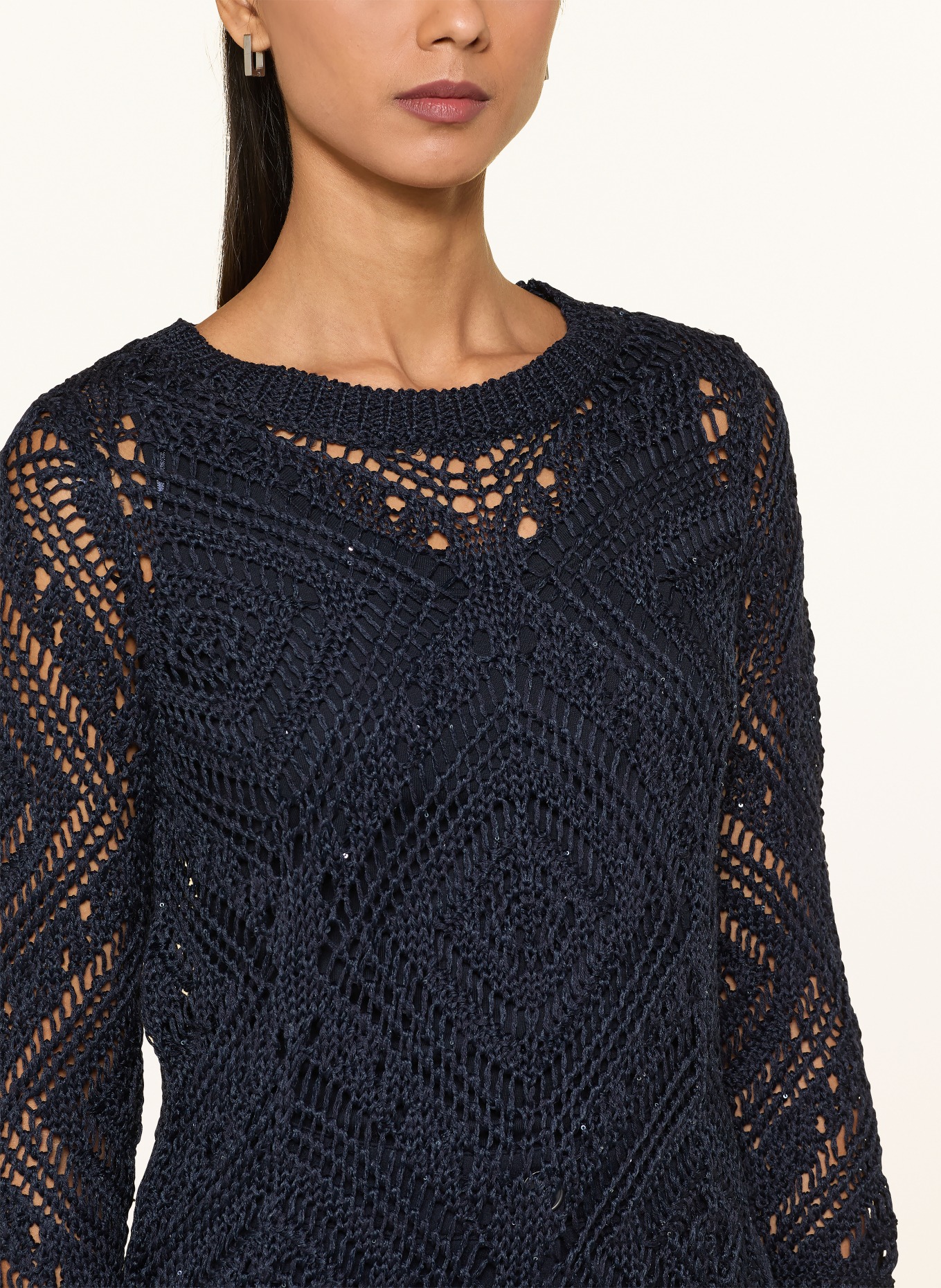 monari Pullover mit Pailletten: DUNKELBLAU