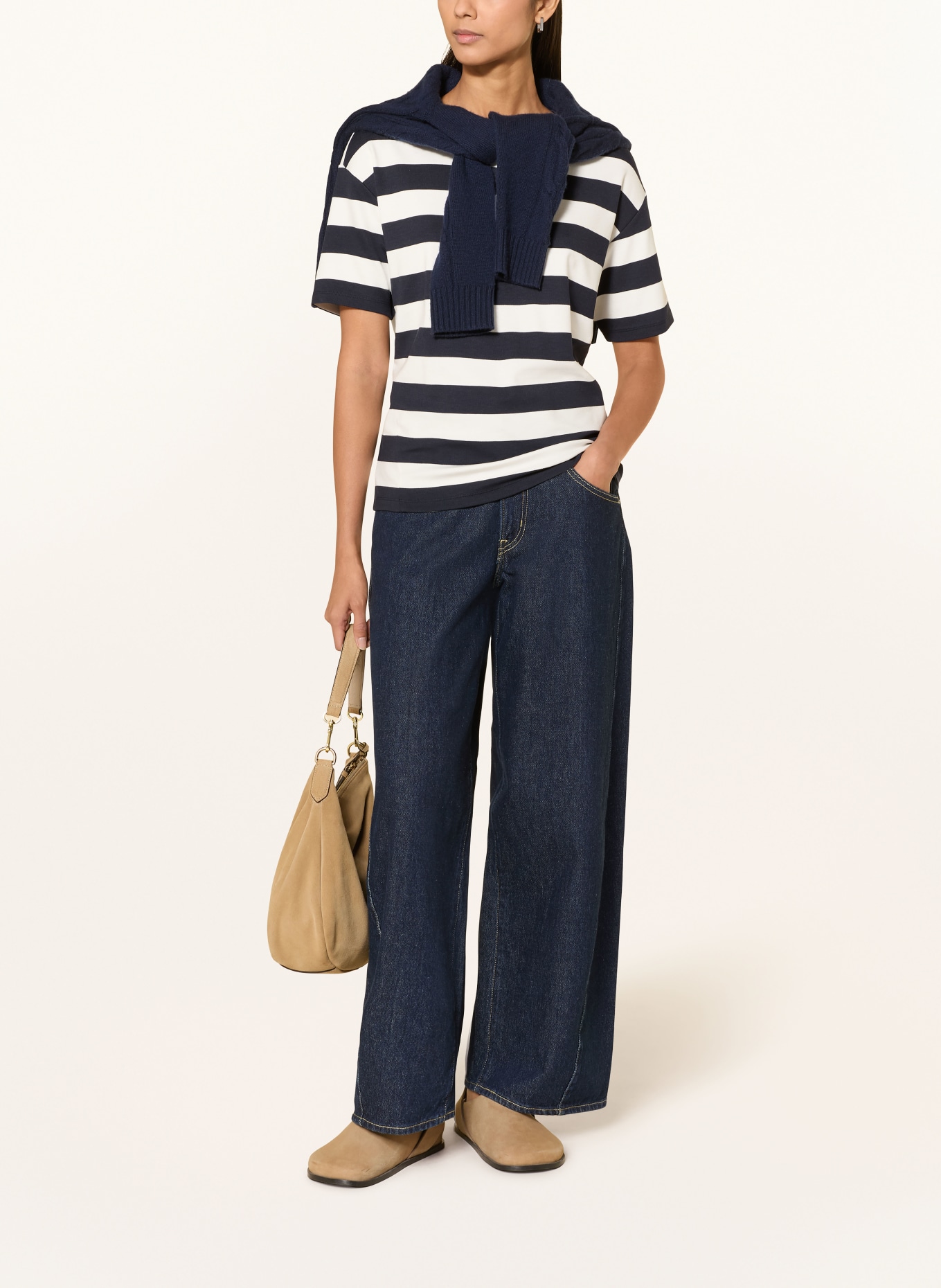 monari T-Shirt: DUNKELBLAU / WEISS