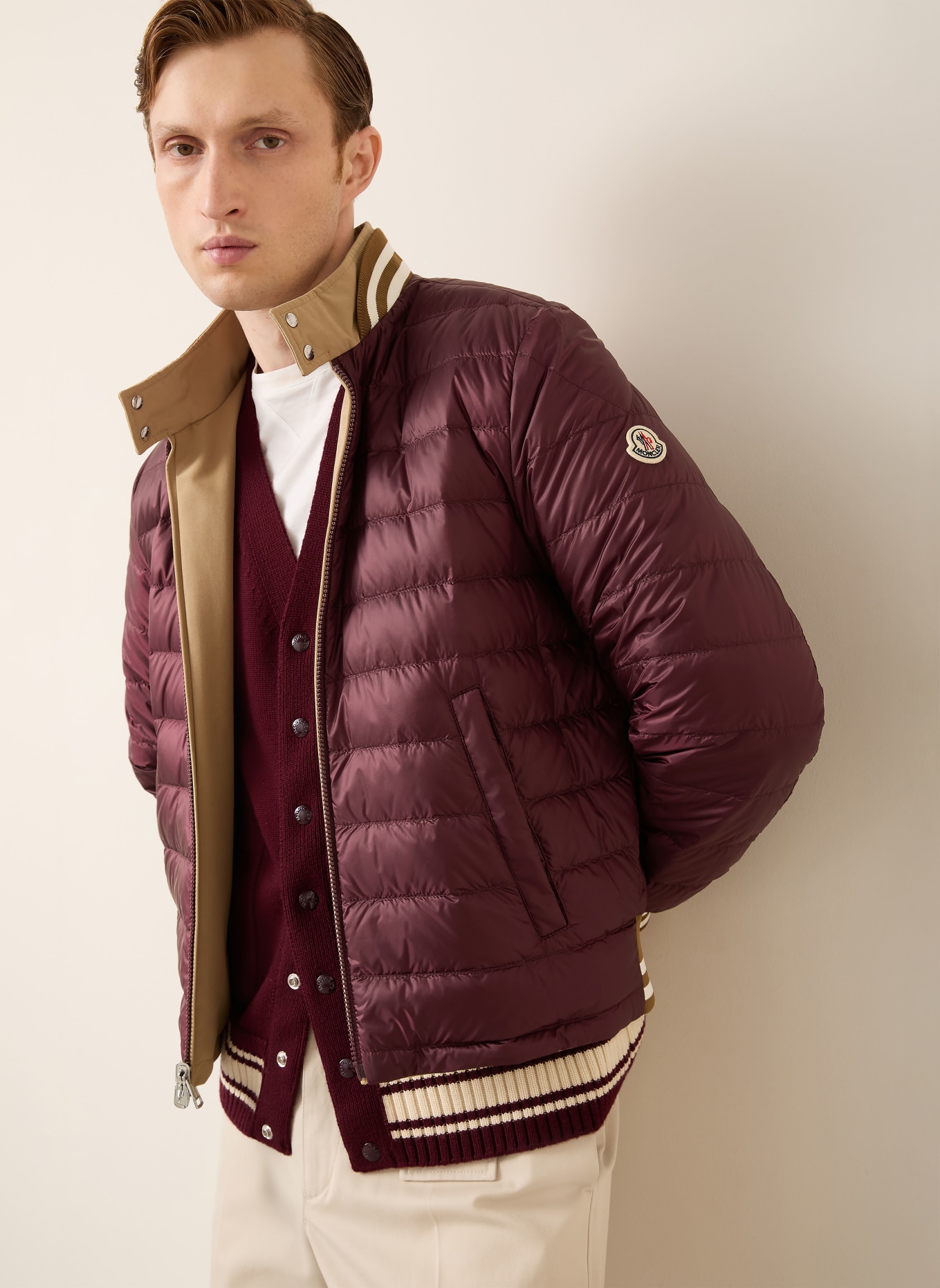 MONCLER PRIEURE reversible down jacket: BEIGE