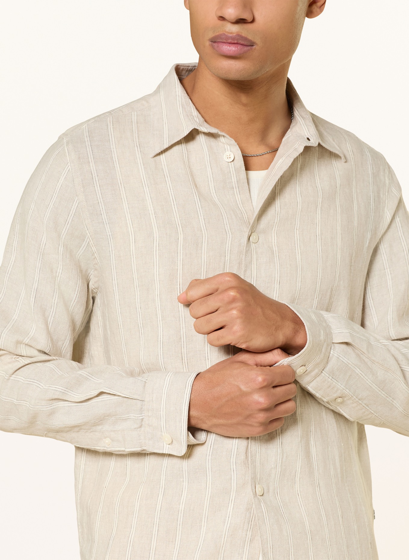 NN.07 Hemd ENZO Regular Fit: BEIGE / BRAUN / CREME