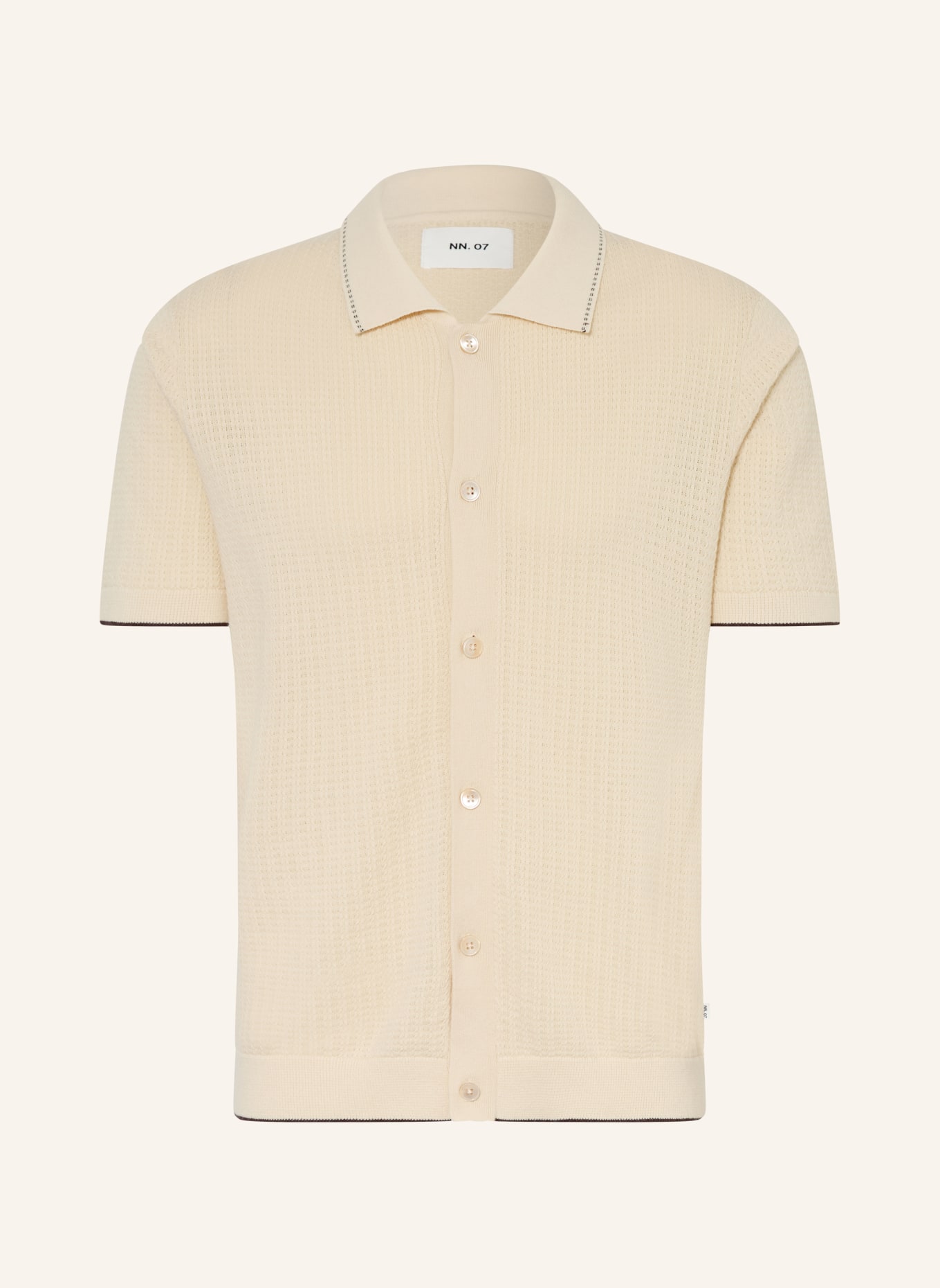 NN.07 Strickhemd NALO Regular Fit: ECRU / SCHWARZ