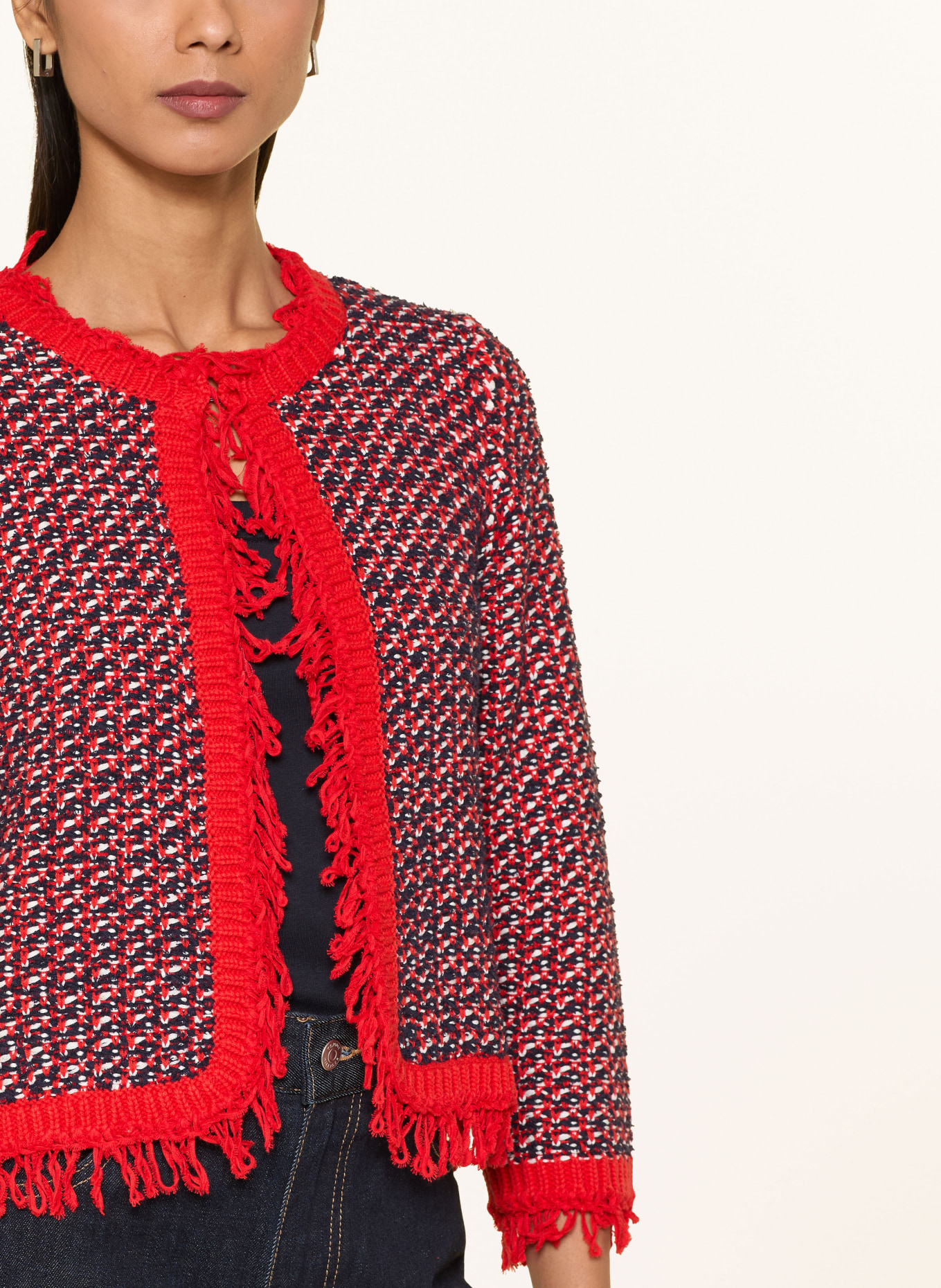 monari Strickjacke: ROT / DUNKELBLAU / WEISS