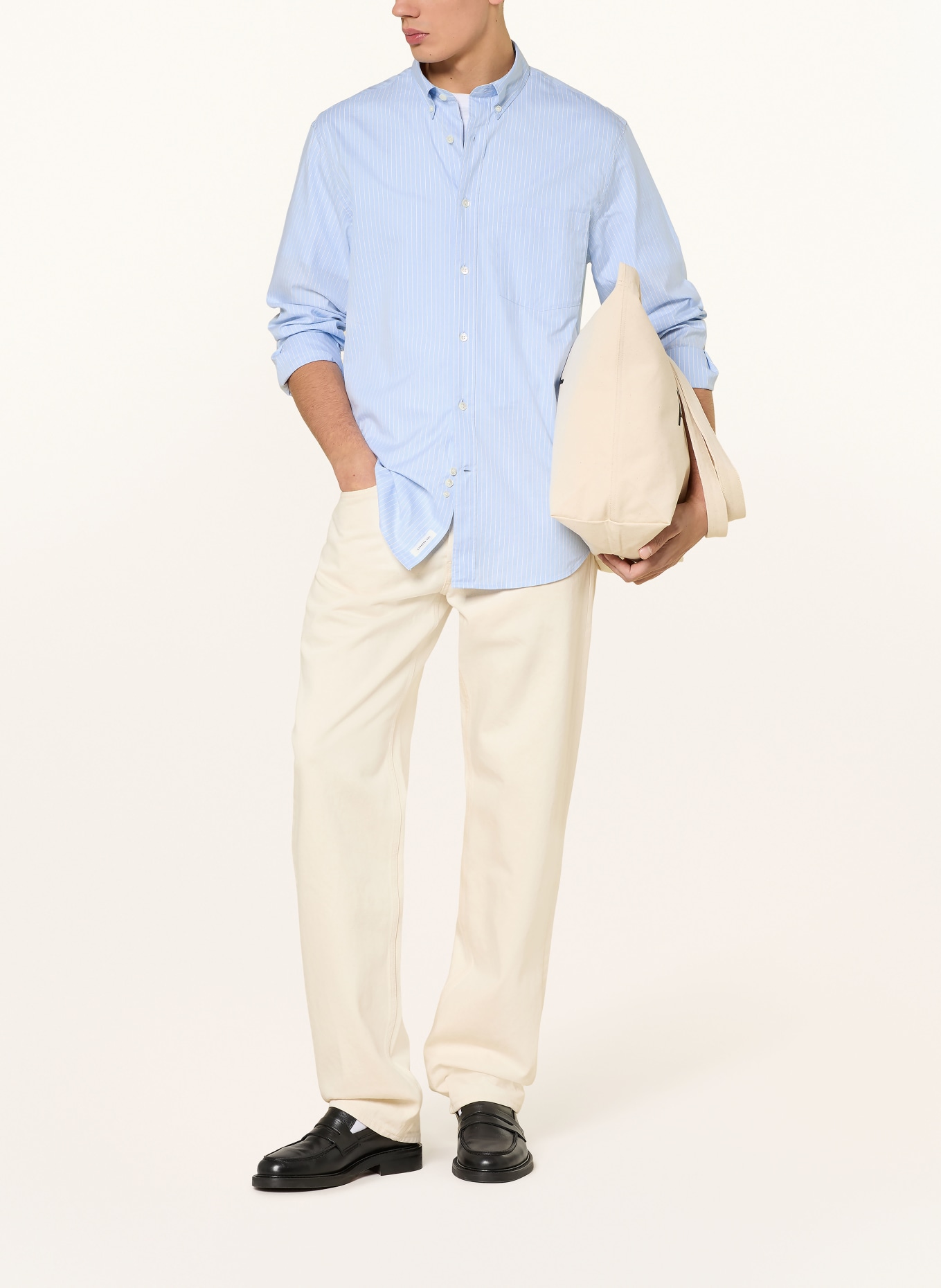ARKET BALMAR Relaxed Fit Shirt: LIGHT BLUE / WHITE
