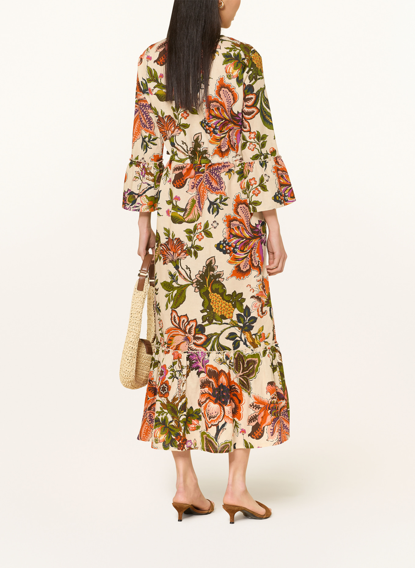 lilienfels Kleid mit Leinen und Rüschen: ROT / LILA / GRÜN