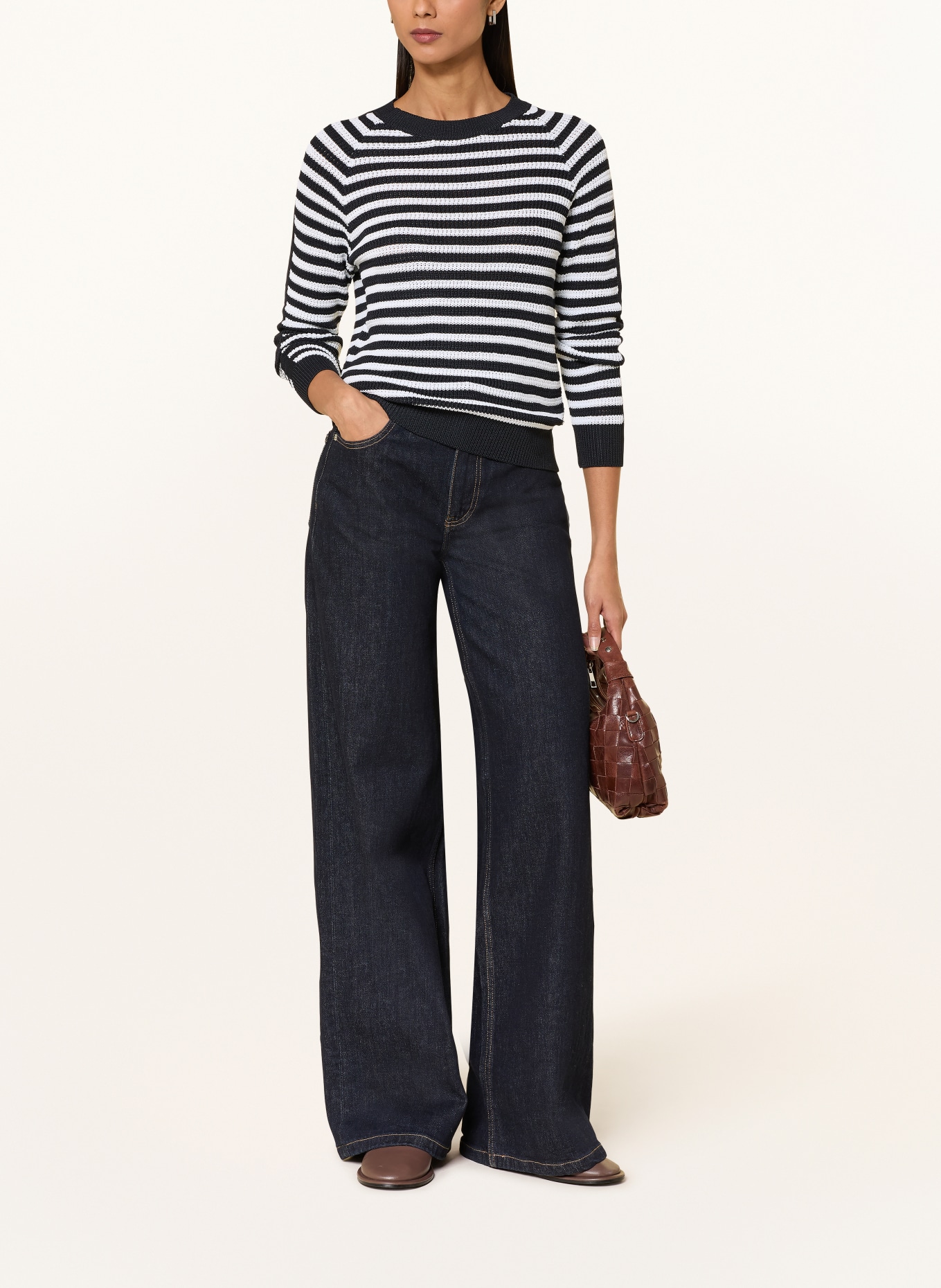 monari Pullover: DUNKELBLAU / WEISS