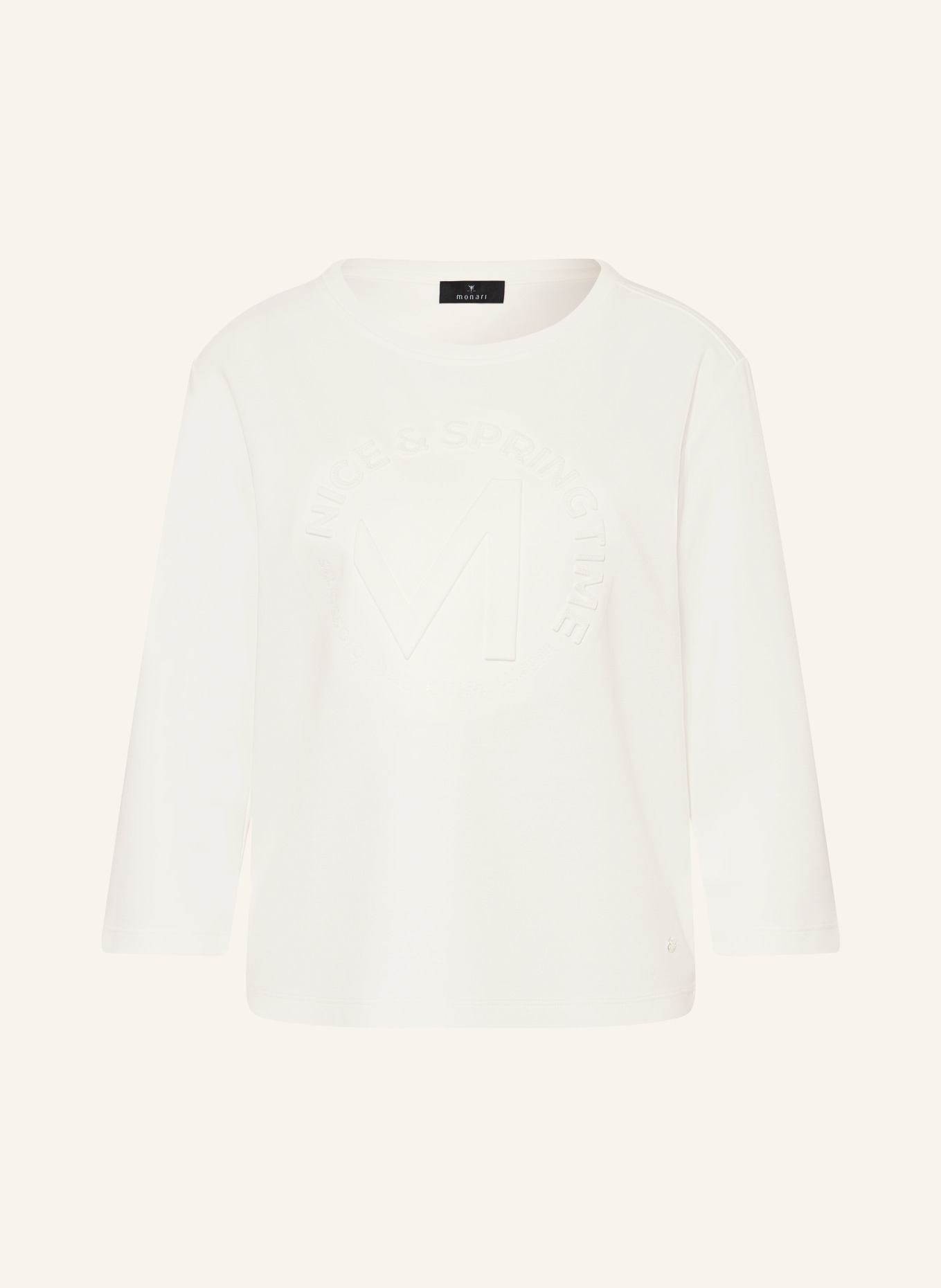 monari Long-sleeved shirt with 3/4 sleeves and gemstones: WHITE