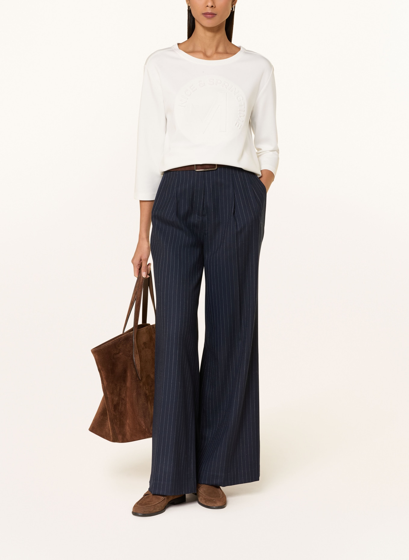 monari Long-sleeved shirt with 3/4 sleeves and gemstones: WHITE