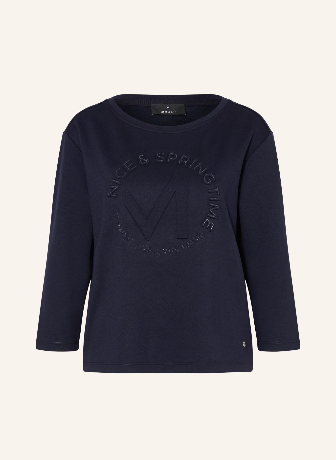 monari Long-sleeved shirt with 3/4 sleeves and gemstones: DARK BLUE