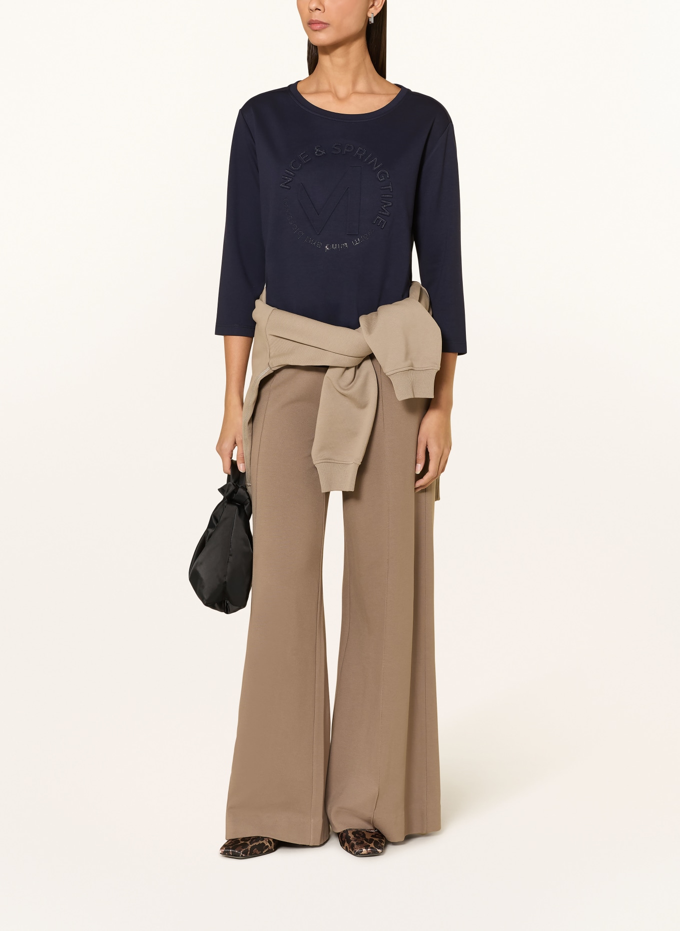 monari Long-sleeved shirt with 3/4 sleeves and gemstones: DARK BLUE