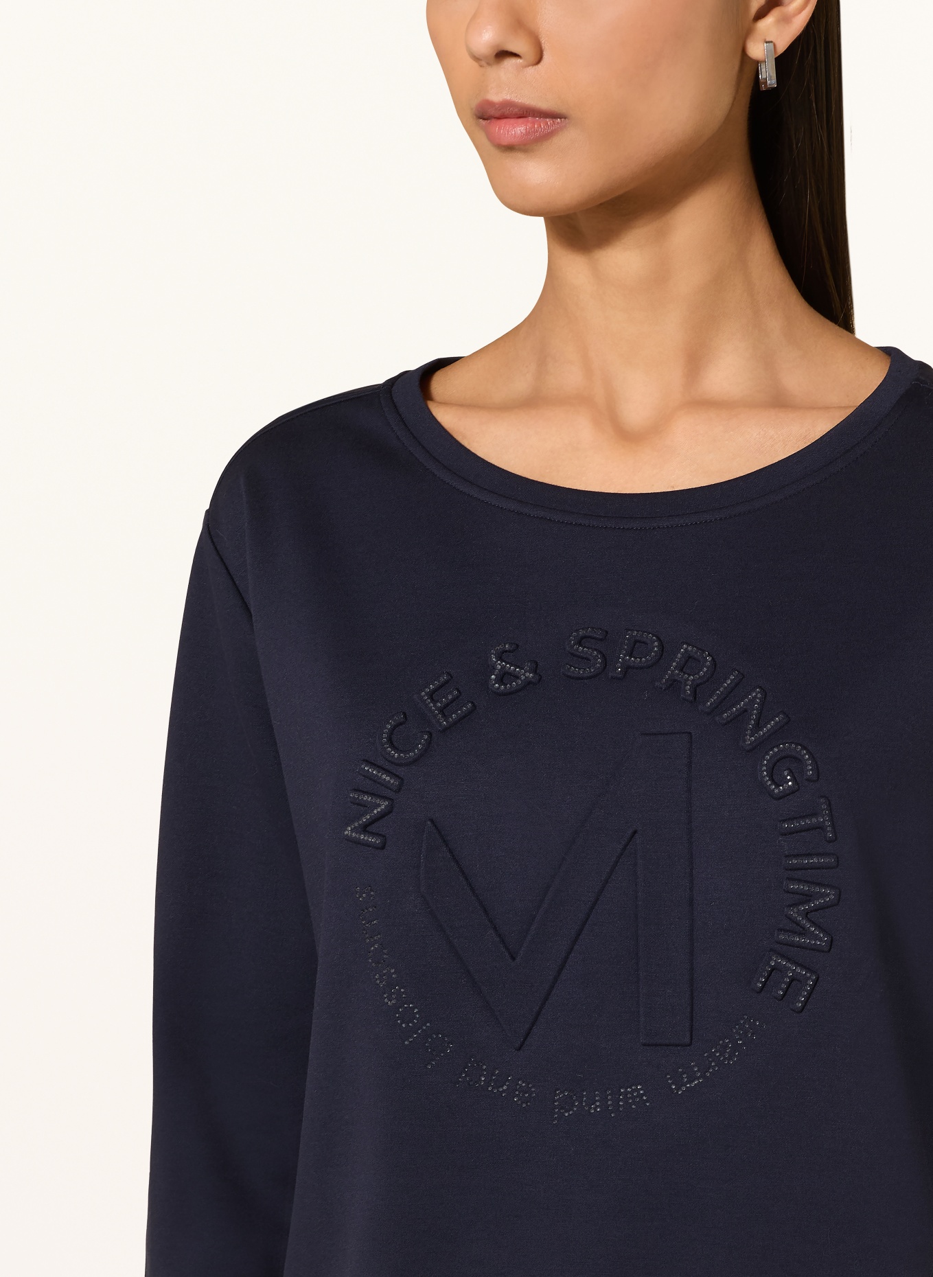 monari Long-sleeved shirt with 3/4 sleeves and gemstones: DARK BLUE
