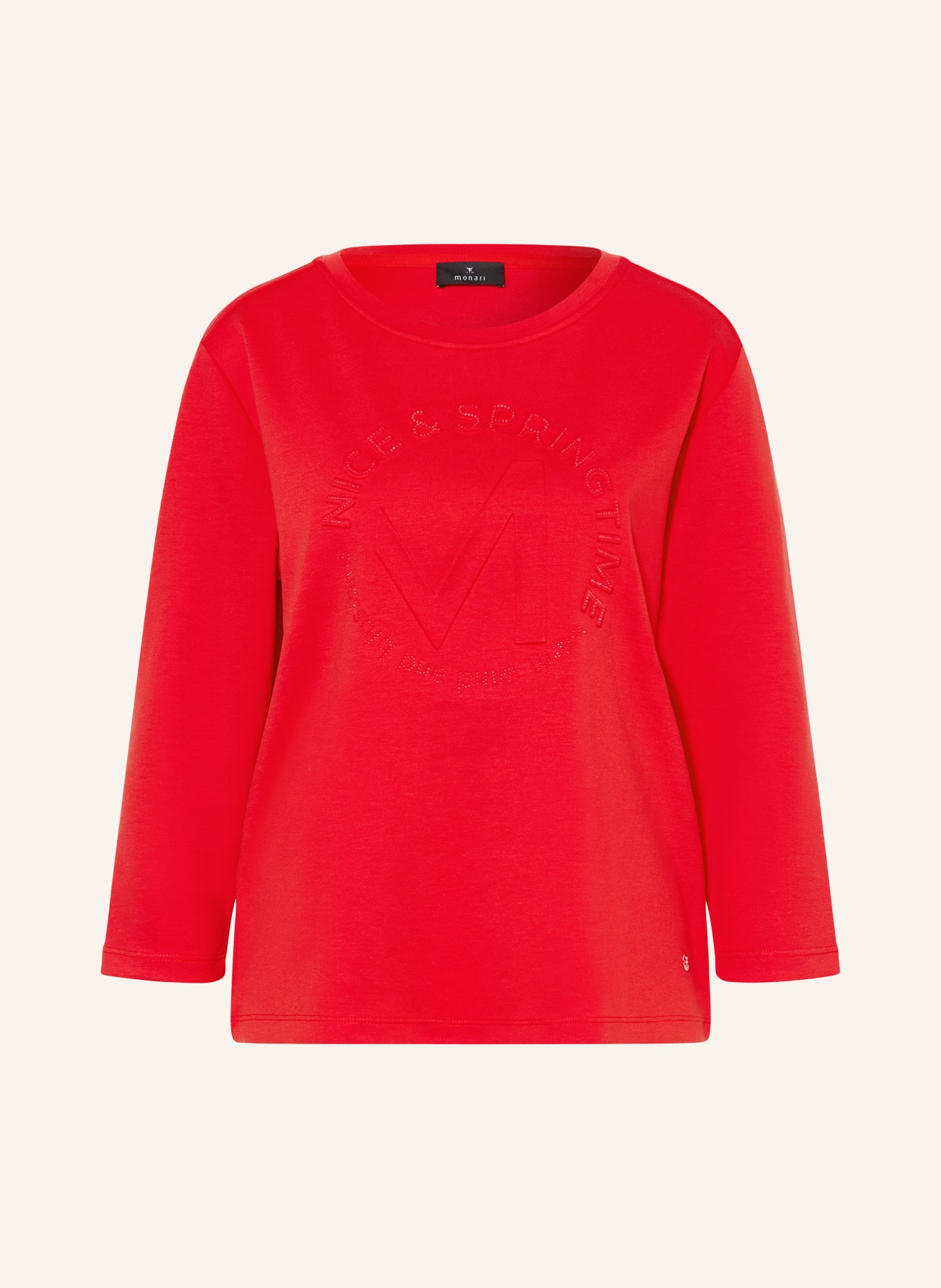 monari Long-sleeved shirt with 3/4 sleeves and gemstones: RED