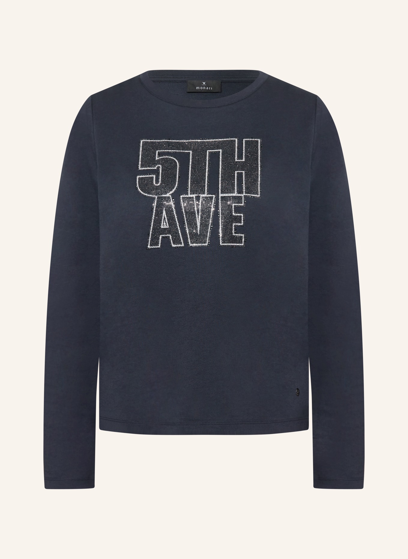 monari Longsleeve mit Schmucksteinen: DUNKELBLAU