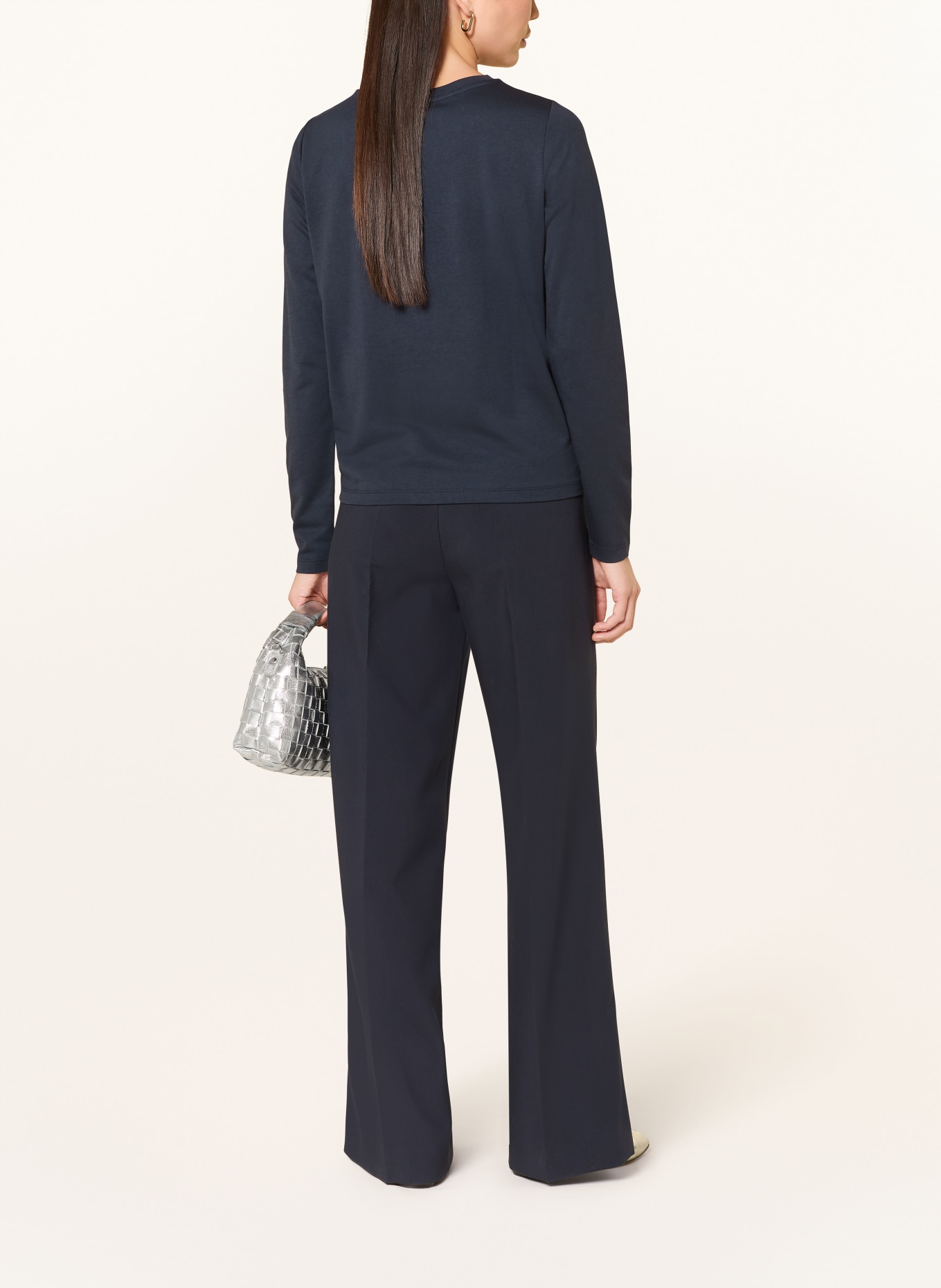 monari Longsleeve mit Schmucksteinen: DUNKELBLAU