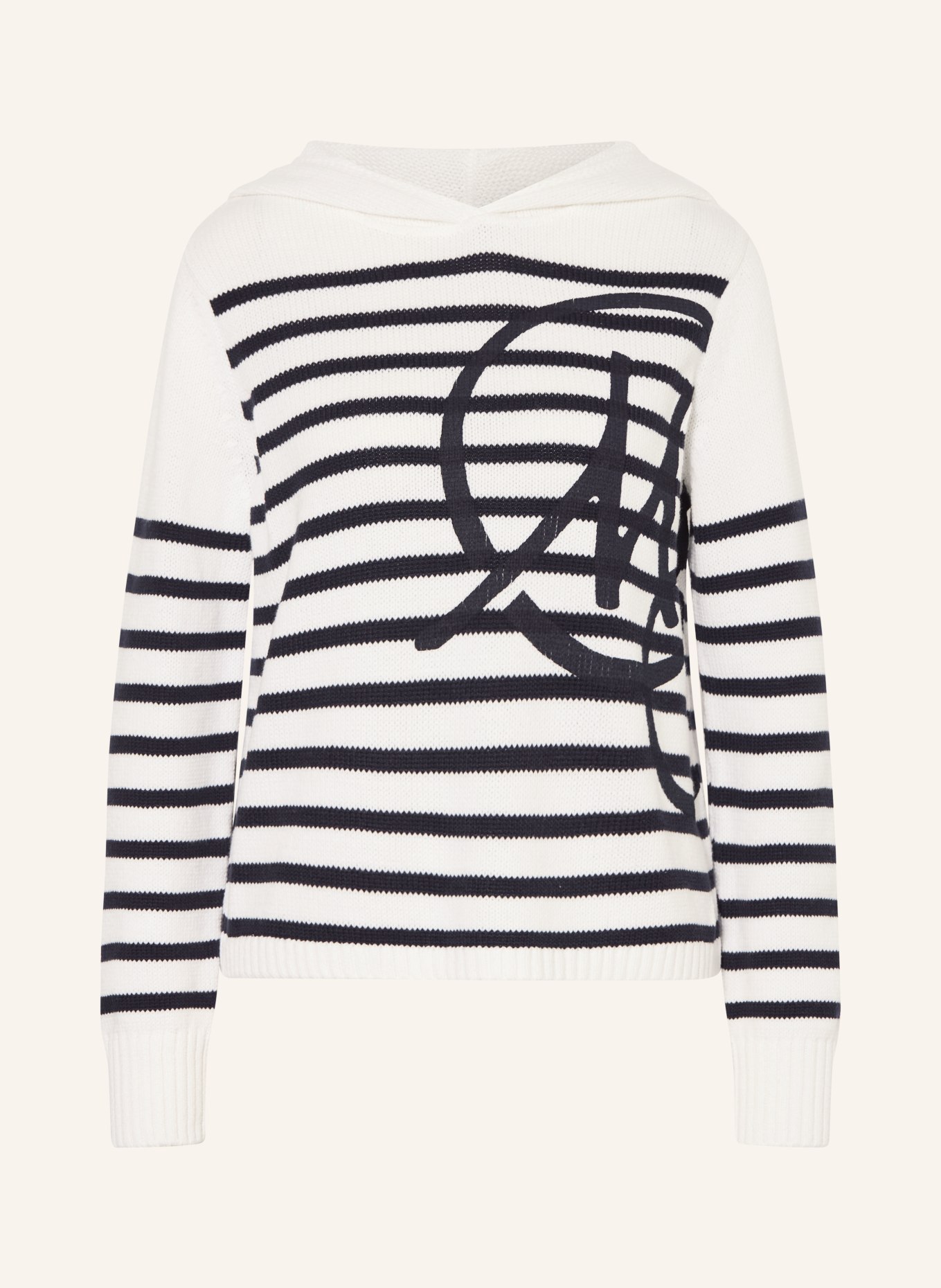 monari Strick-Hoodie: WEISS / DUNKELBLAU