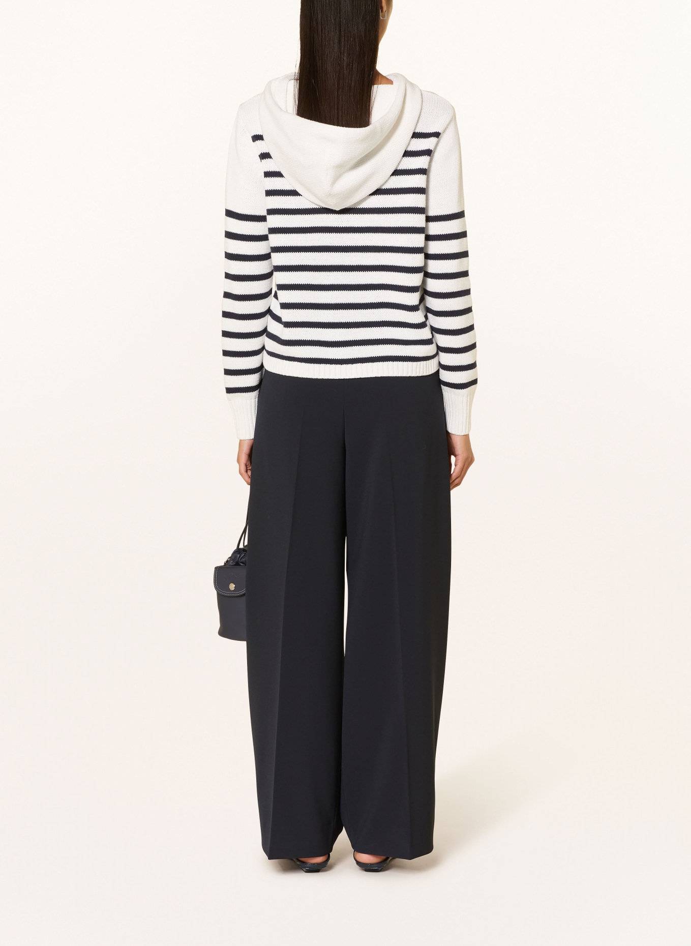 monari Strick-Hoodie: WEISS / DUNKELBLAU