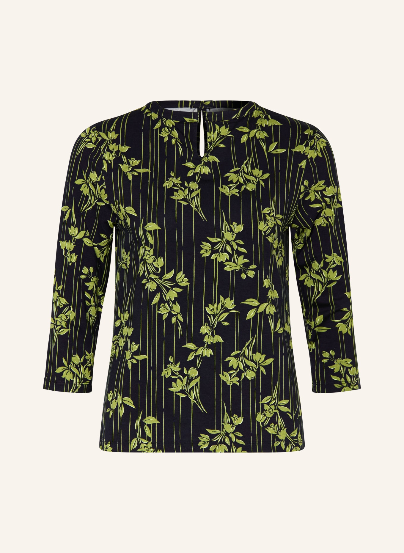 HOBBS JULIA blouse shirt with 3/4 sleeves: BLACK / GREEN