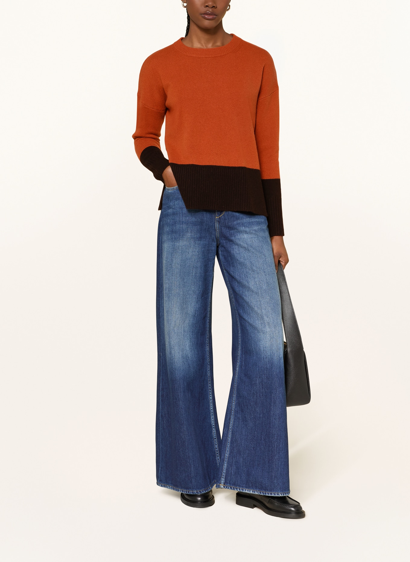 HOBBS Sweter BONNIE z wełny merynosowej: CIEMNOPOMARAŃCZOWY / CZARNY