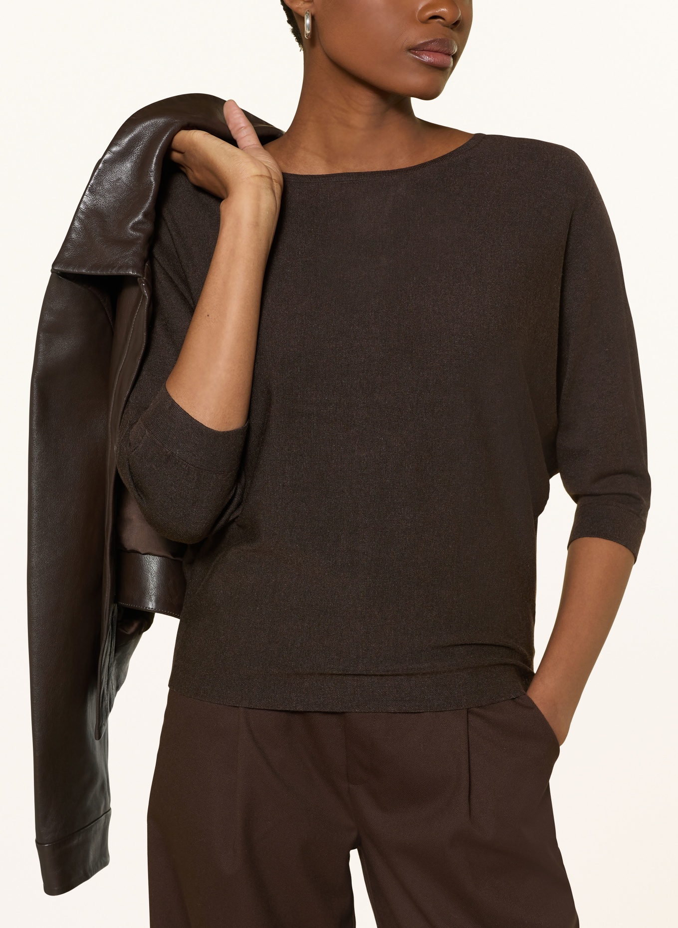 Phase Eight Pullover CRISTINE mit 3/4-Arm: DUNKELBRAUN