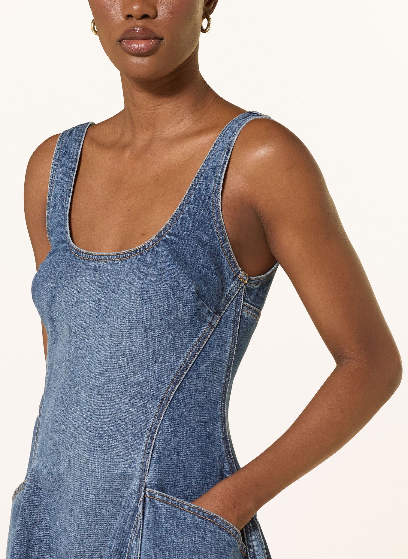 self-portrait robe en jean: BLEU