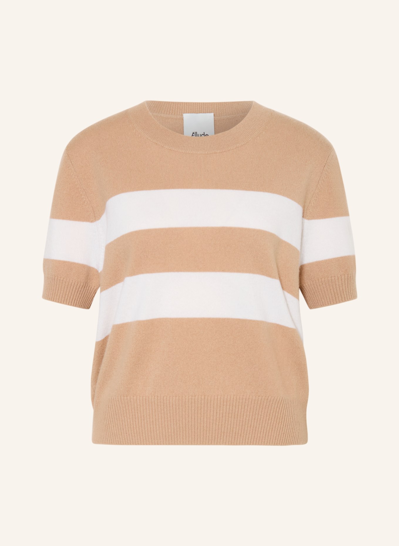 ALLUDE cashmere sweater: LIGHT BROWN / CREAM