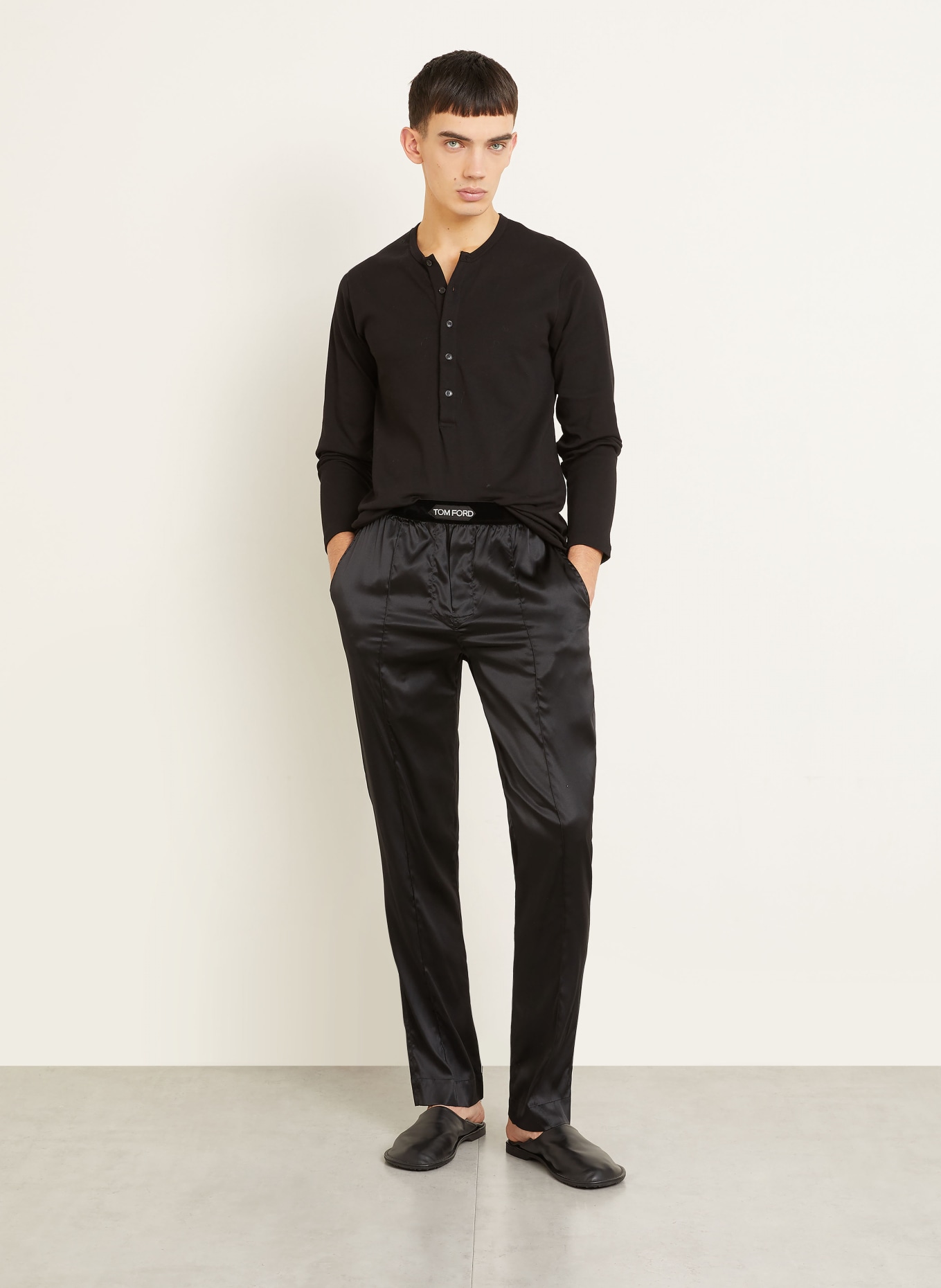 TOM FORD Silk pajama pants: BLACK / GRAY