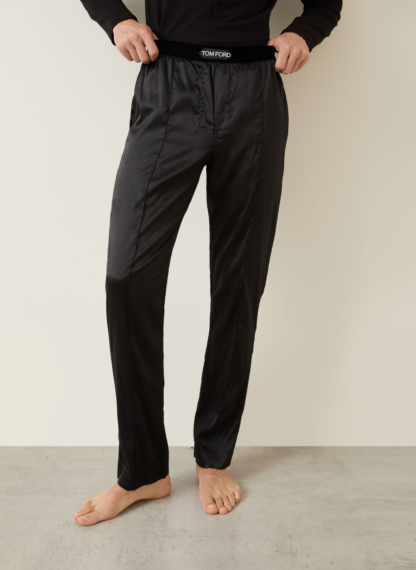 TOM FORD Silk pajama pants: BLACK / GRAY
