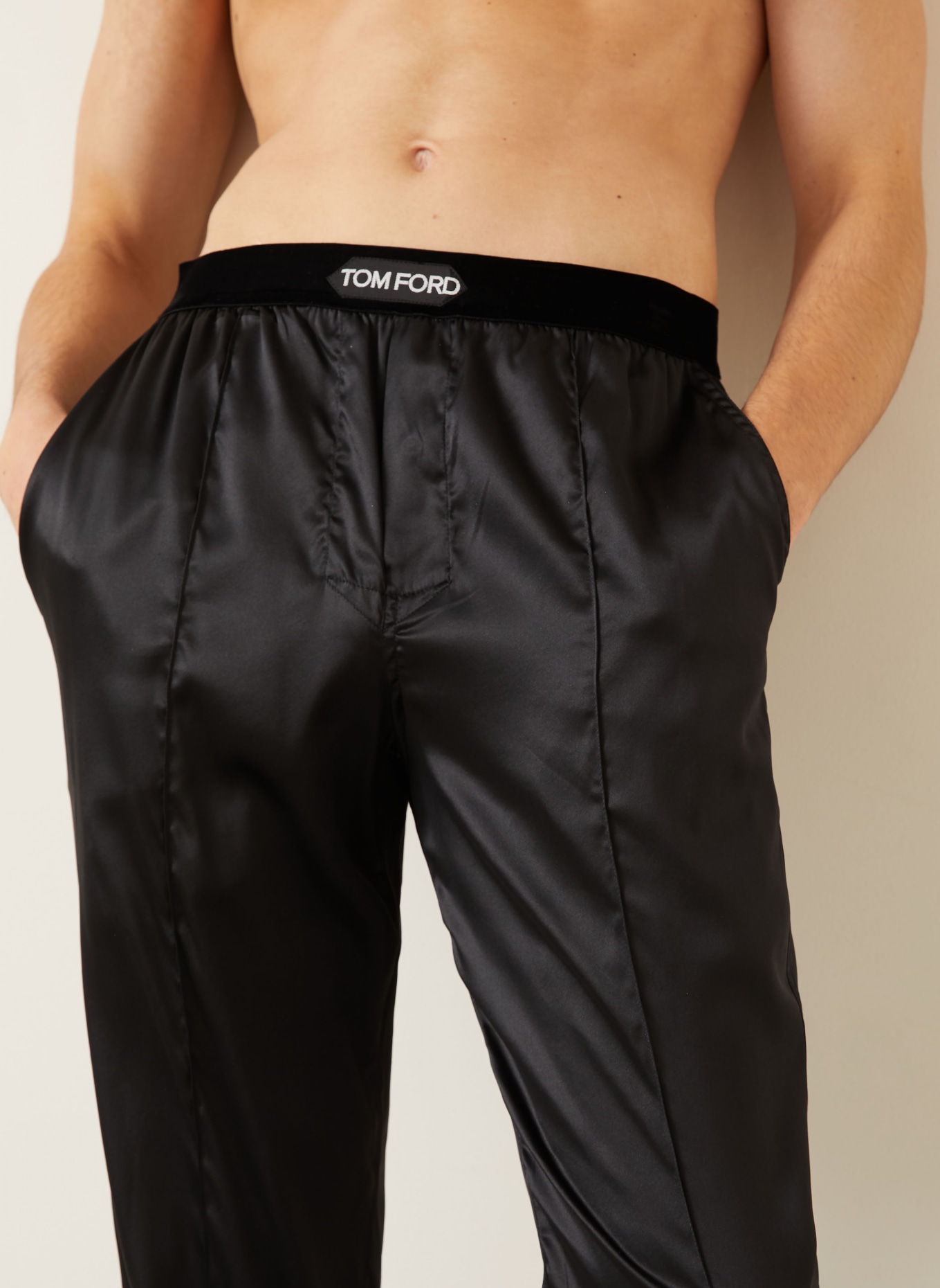 TOM FORD Silk pajama pants: BLACK / GRAY