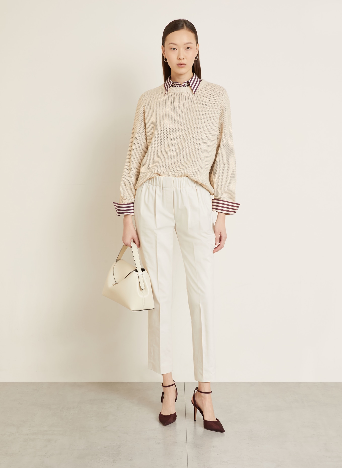 BRUNELLO CUCINELLI Pullover mit Glitzergarn: ECRU / SILBER