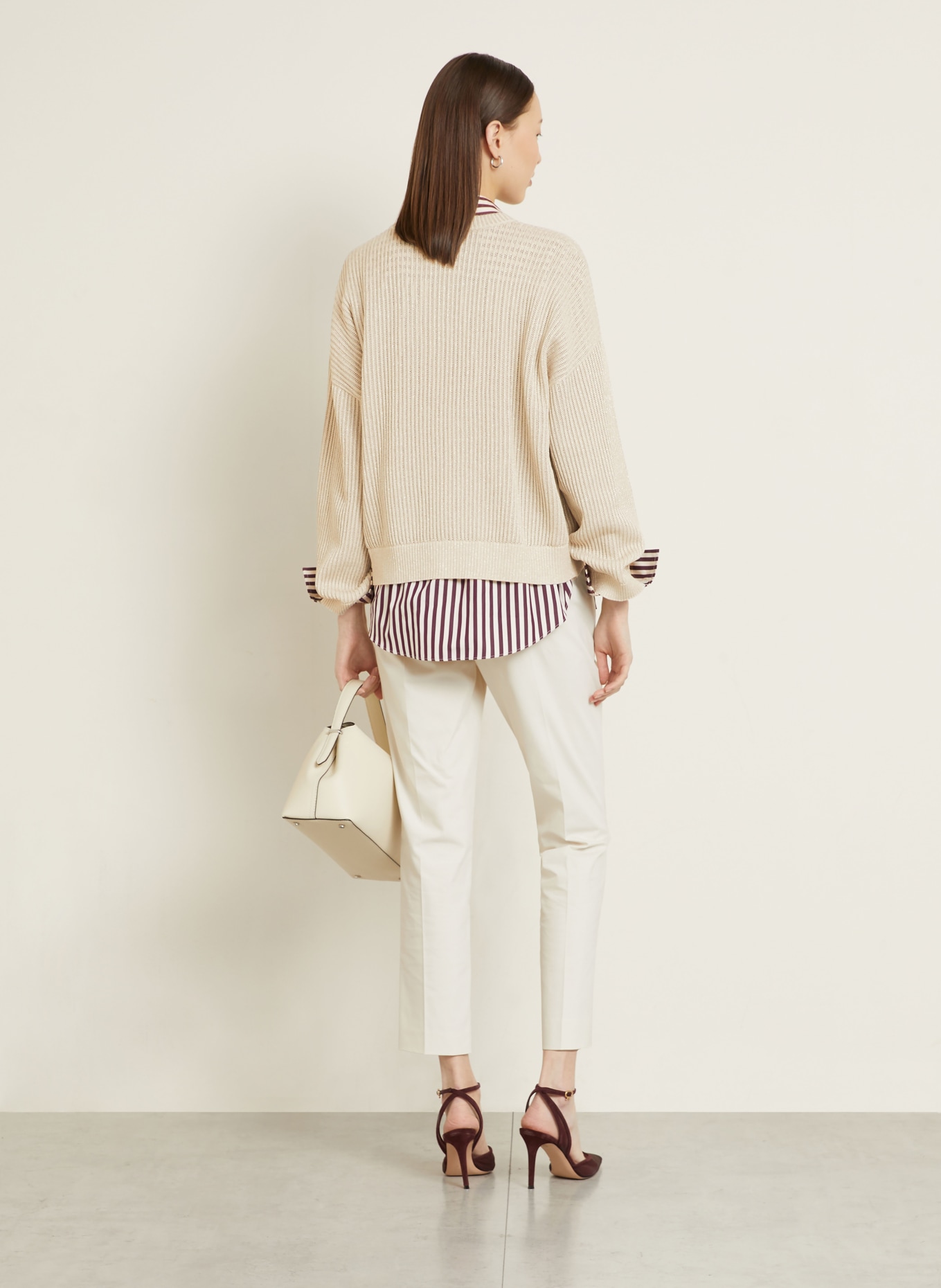 BRUNELLO CUCINELLI Pullover mit Glitzergarn: ECRU / SILBER