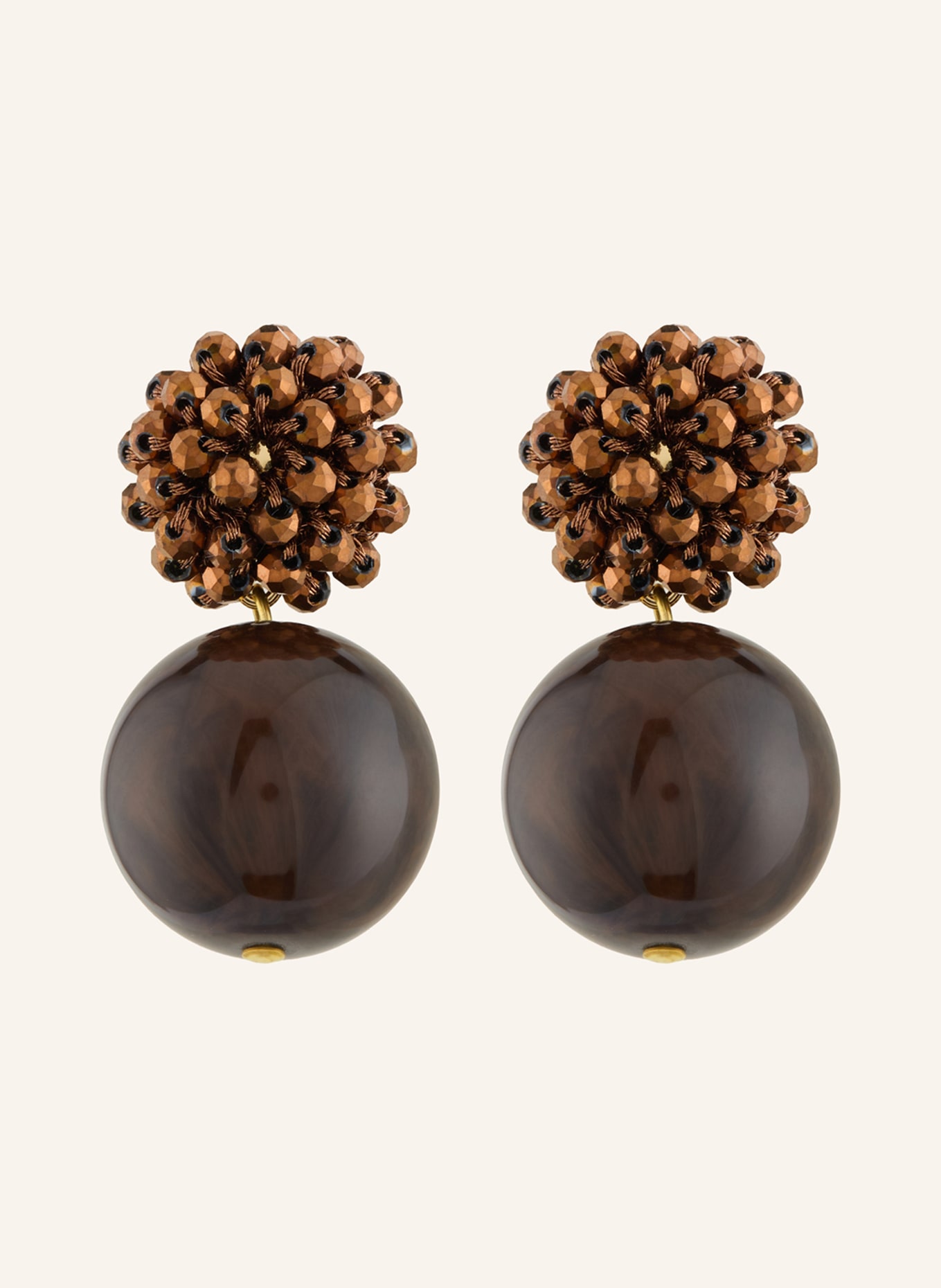 Seenberg kolczyki: CIEMNOBRĄZOWY / ZŁOTY