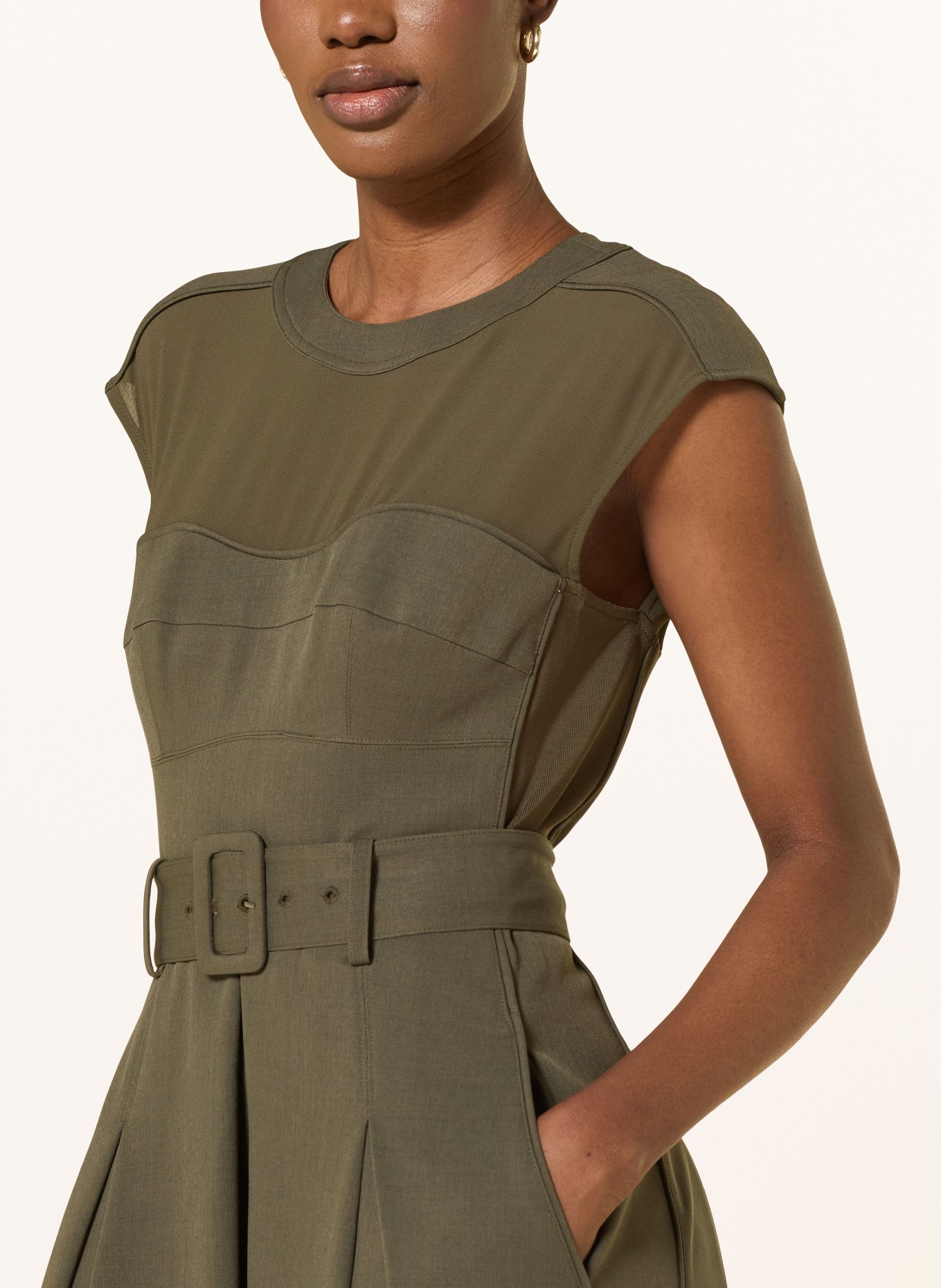 REISS AVA dress: KHAKI