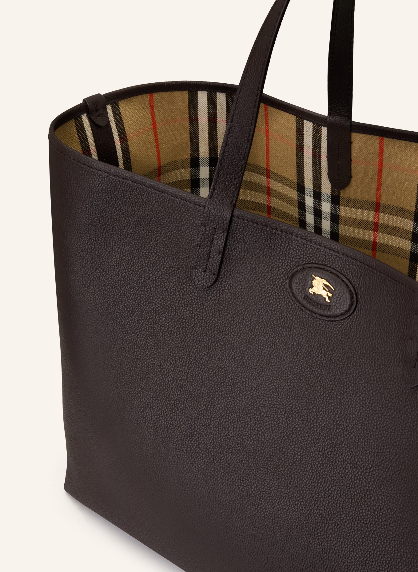 BURBERRY Shopper: DUNKELBRAUN / GOLD