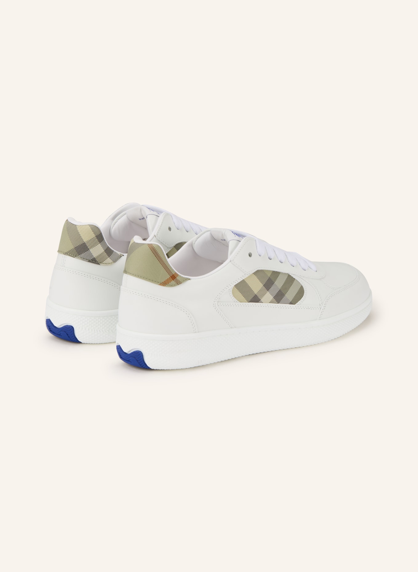 BURBERRY tenisky: BÍLÁ / OLIVOVÁ / SVĚTLE ZELENÁ