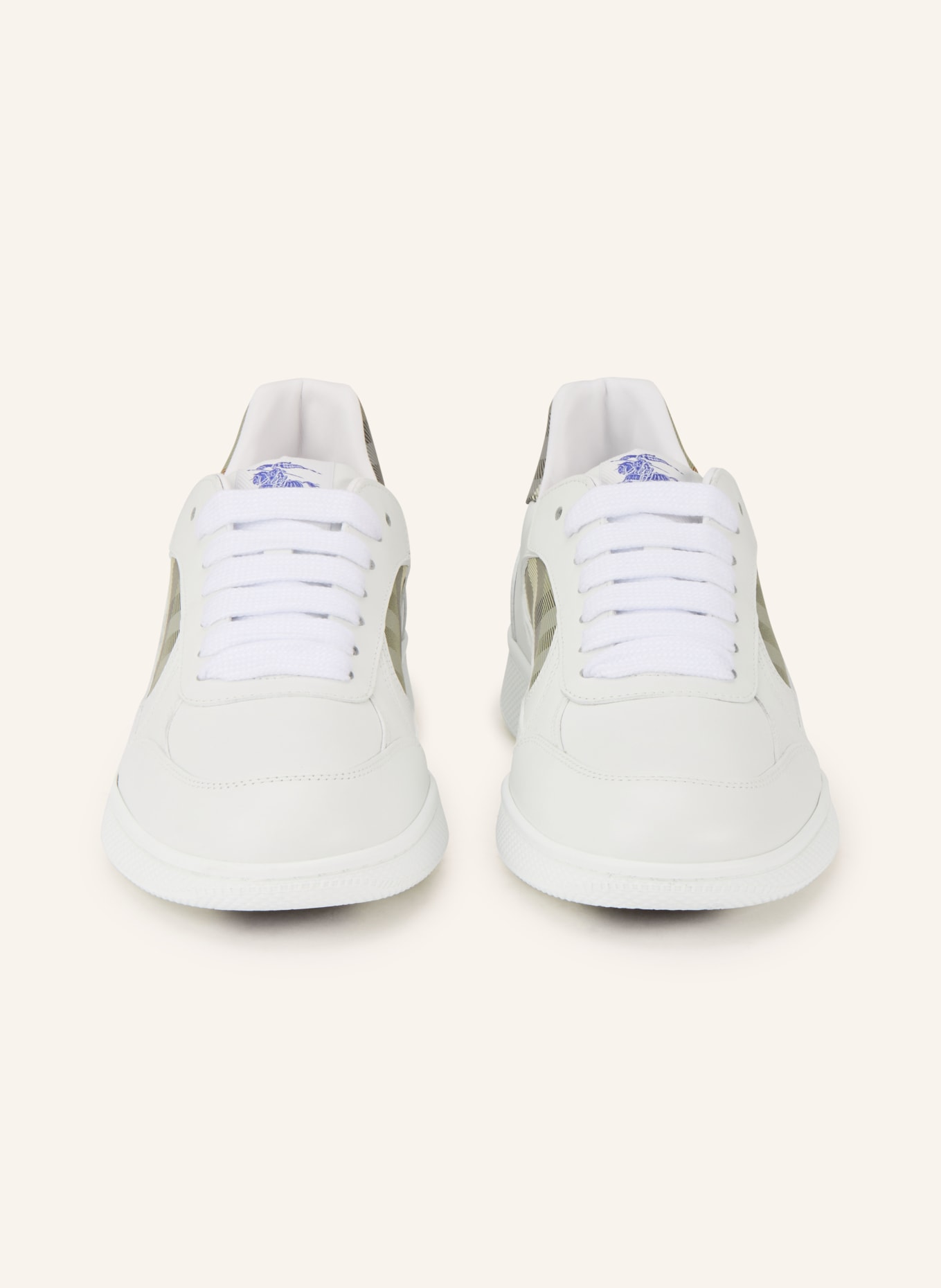 BURBERRY tenisky: BÍLÁ / OLIVOVÁ / SVĚTLE ZELENÁ