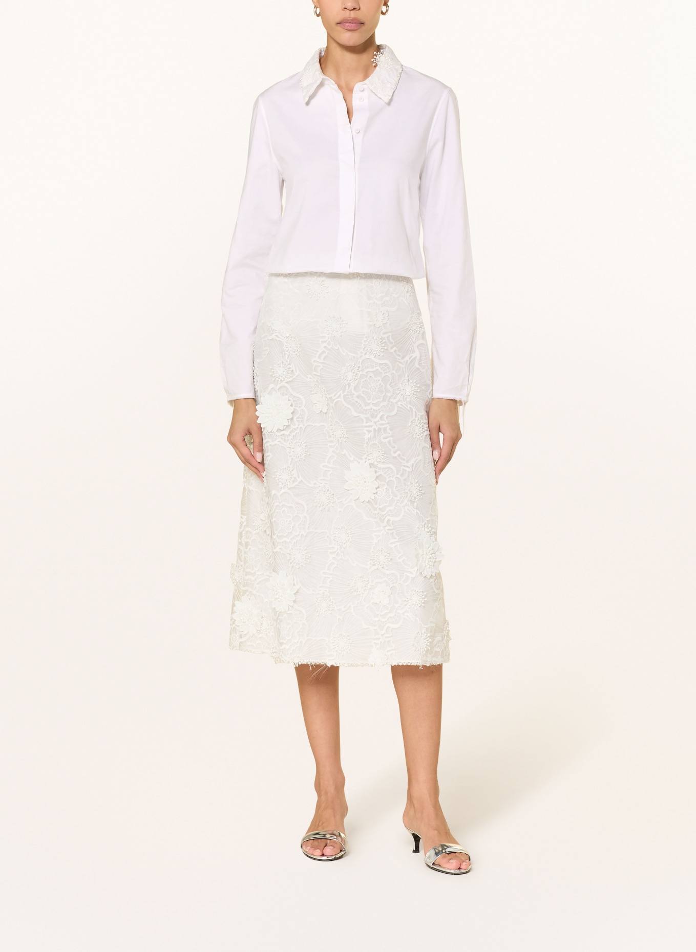 DOROTHEE SCHUMACHER Hemdbluse mit Spitze: WEISS