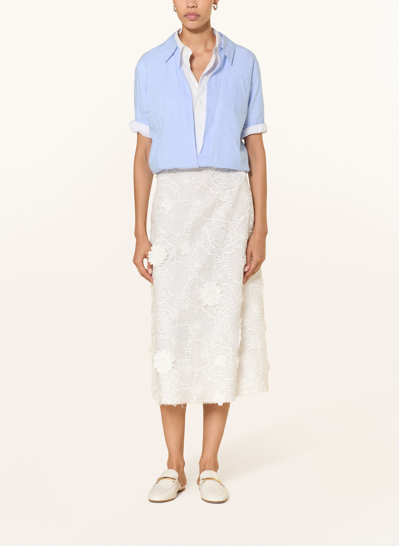 DOROTHEE SCHUMACHER Hemdbluse POWERFUL EASE: HELLBLAU / WEISS