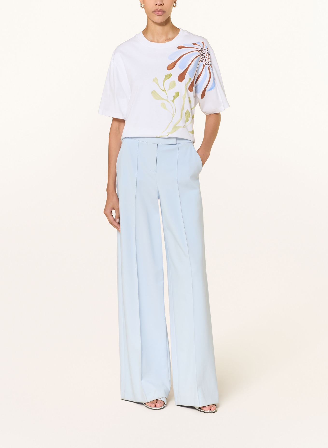 DOROTHEE SCHUMACHER Tričko DAYDREAM FLOWER: KRÉMOVÁ / HNĚDÁ / TMAVĚ MODRÁ