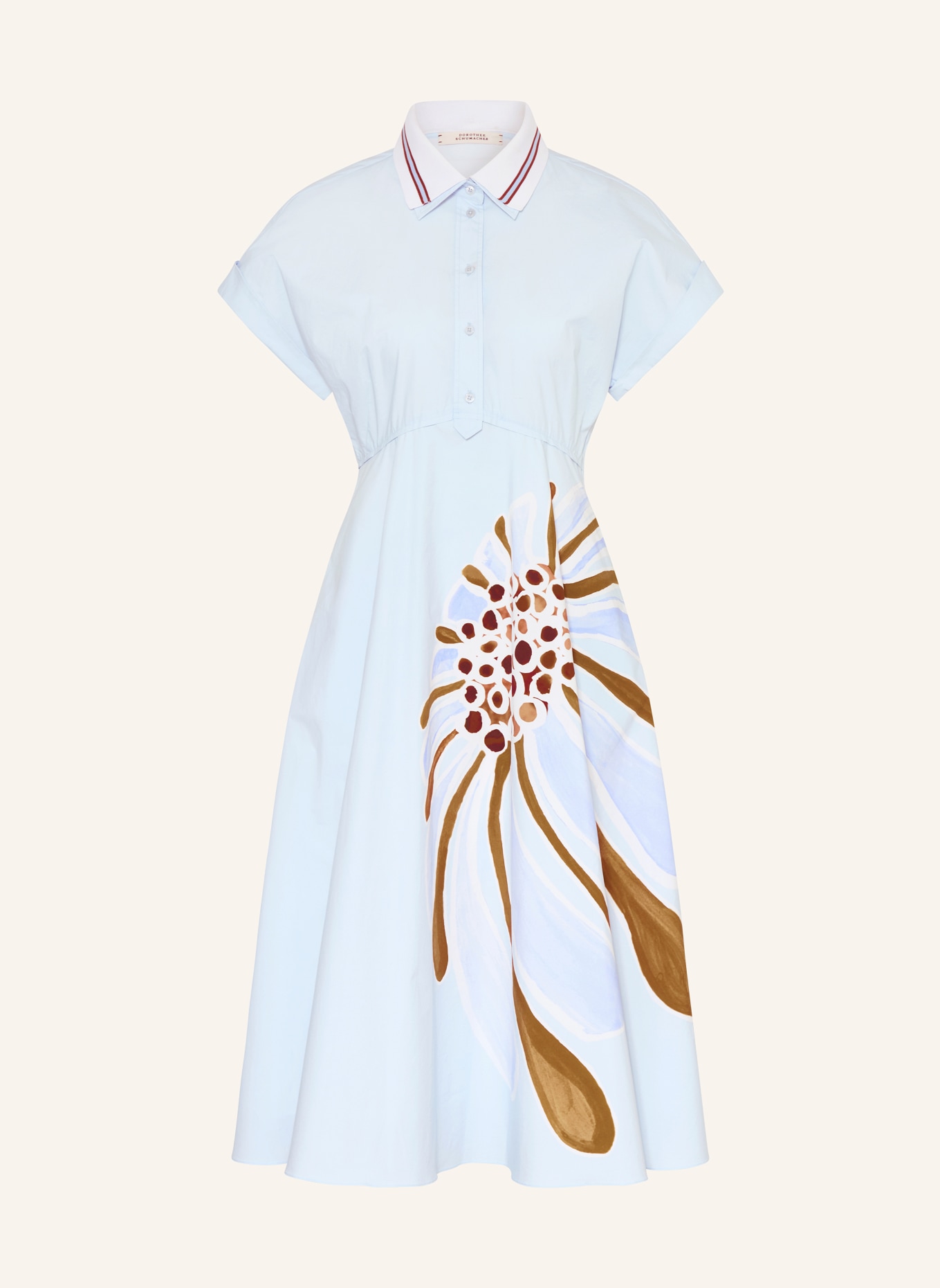 DOROTHEE SCHUMACHER Košilové šaty FLORAL POWER: TMAVĚ MODRÁ / HNĚDÁ / BÍLÁ