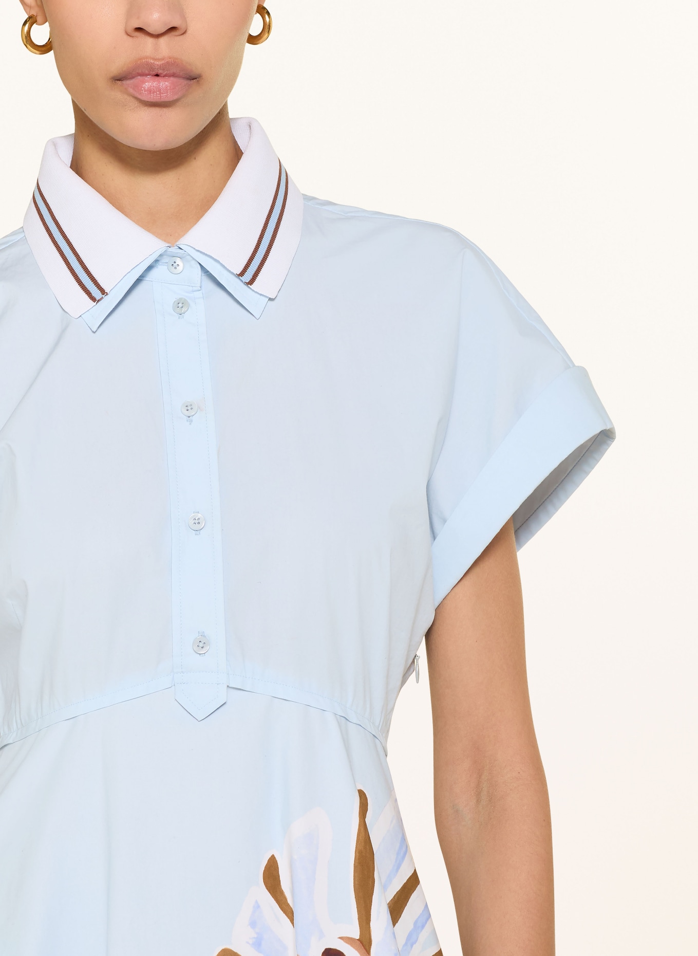 DOROTHEE SCHUMACHER Košilové šaty FLORAL POWER: TMAVĚ MODRÁ / HNĚDÁ / BÍLÁ