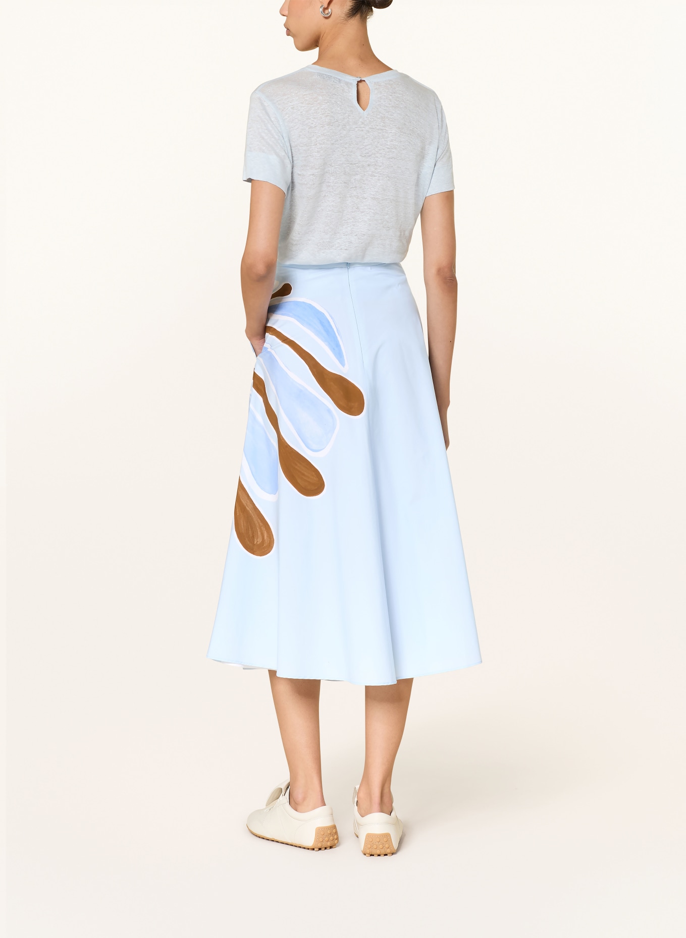 DOROTHEE SCHUMACHER Sukně FLORAL POWER: TMAVĚ MODRÁ / HNĚDÁ / BÍLÁ